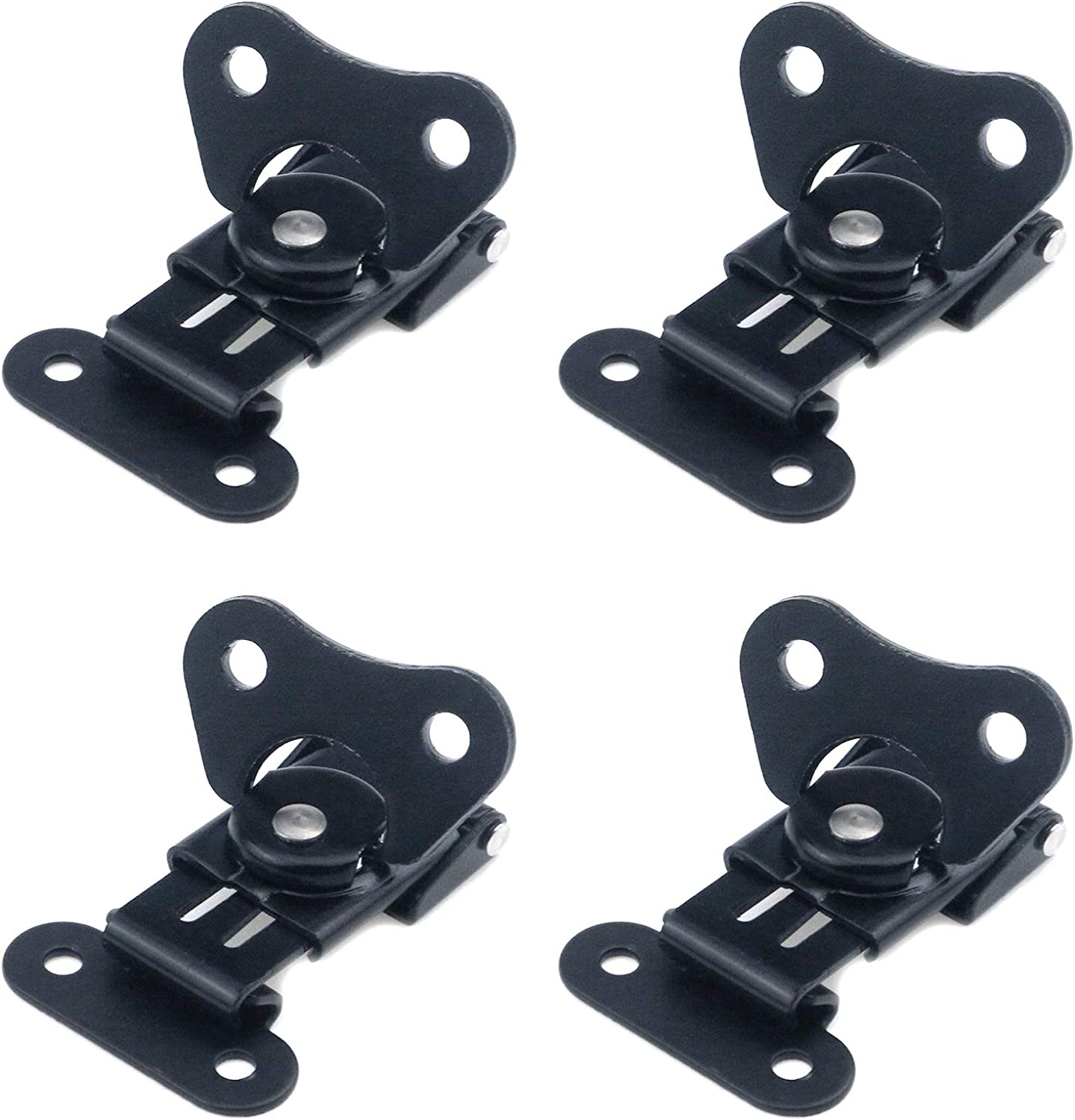 My MIRONEY 4-Pack Black Spring Loaded Butterfly Twist Latch and Keeper Metal Hardware Toggle Clamp Hasp Box Chest Closure with Screws for Flight Case,1.97" X 1.5" image number 5