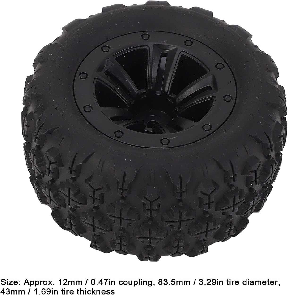 4 Pcs Rubber RC Tire, 83.5Mm RC Wheel Tire Plastic Wheel Rims & Rubber Tires for WLTOYS 144010, for SCY 16101, 16102, 16101PRO, 16102PRO, and for MJX 16208, 16209, 16210 image number 2