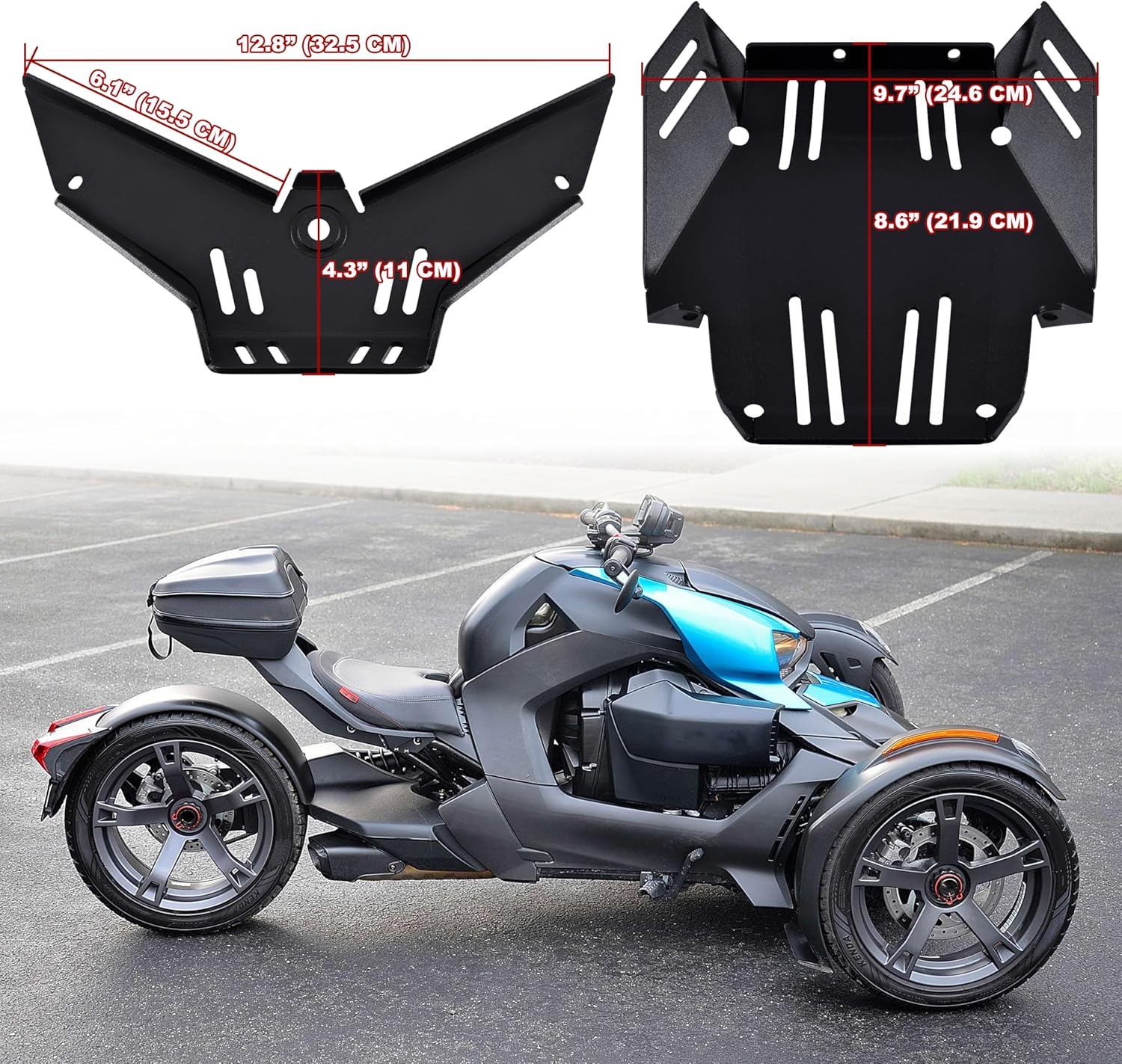 SAUTVS Aluminum Lower Protector Skid Plate for Can-Am Ryker, Lower Splash Guard Radiator Protector for Can Am Ryker 600 900 Sport & Ryker Rally Edition All Models Accessories (Replace #219401251) image number 4