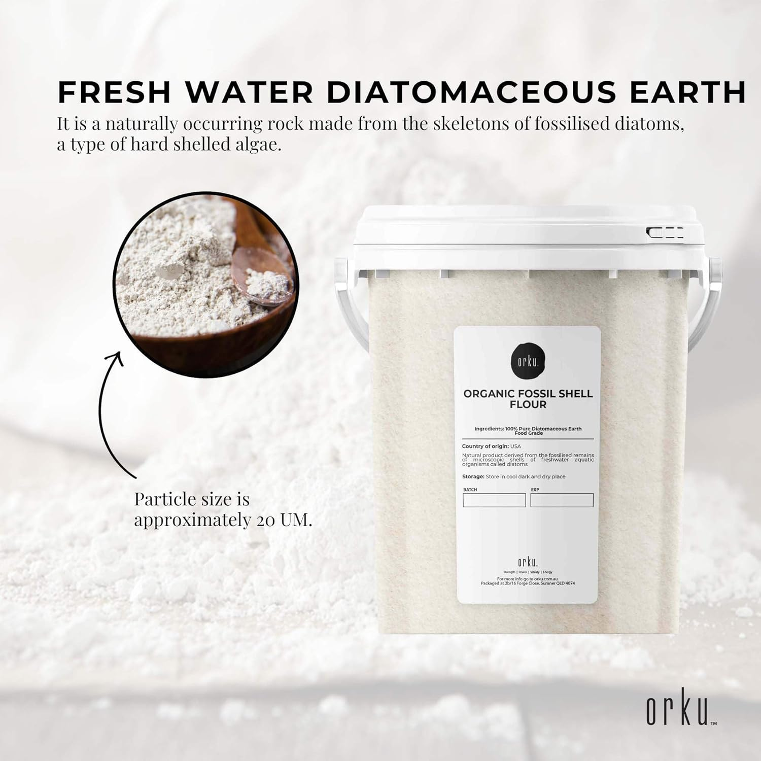 300G Organic Fine Diatomaceous Earth Tub - Food Grade Fossil Shell Flour Powder image number 3