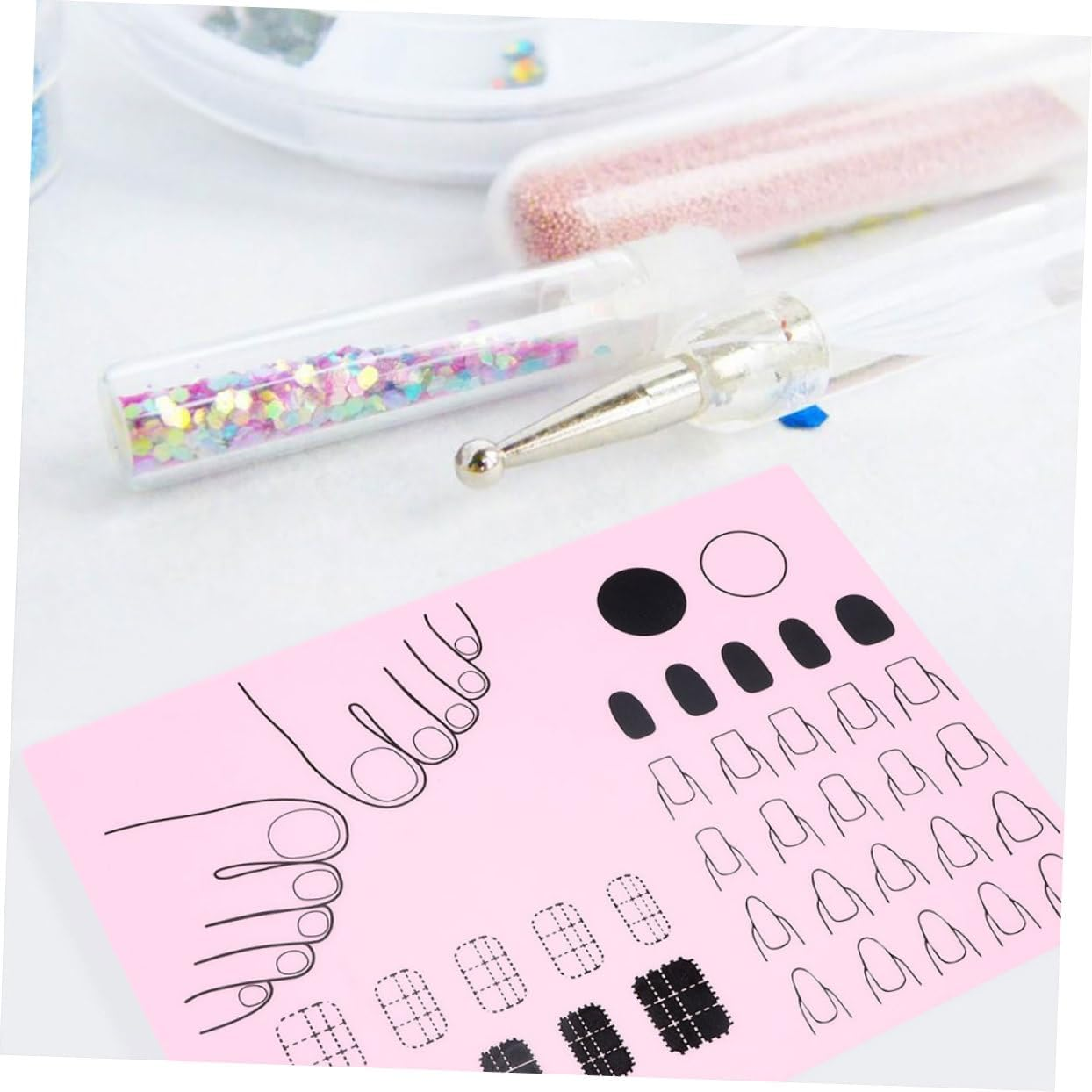 DECOMELODY 2Pcs Silicone Nail Art Practice Mat for Manicure Training Reusable High Precision Coloring Stamping Pad Lightweight Portable Nail Supplies for Beginners and Professionals image number 4