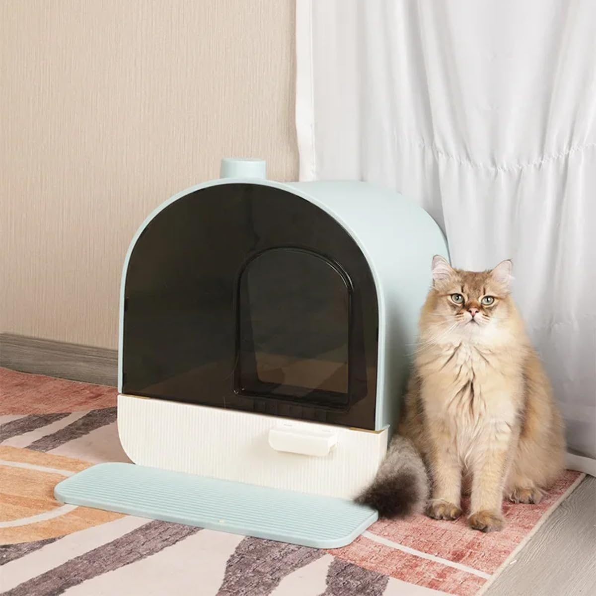 AIMALL Enclosed Cat Litter Box, Large Drawer Type with Activated Carbon Filter, Double Anti-Tracking - Green image number 2