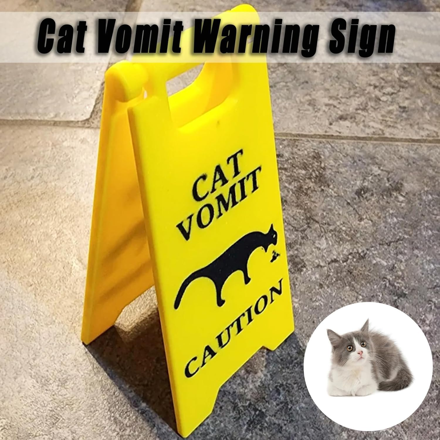 Afeamo Cat Vomit Sign, Funny Gag Cat Dog Vomit Warning Sign, Funny Yard Warning Sign Yard Decoration, Cat Dog Vomit Caution Sign, Cat Yard Sign, Prank Gift Cat Dog Lovers image number 2