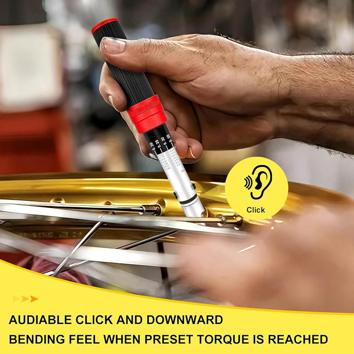 Jectse Spoke Torque Wrench, Motorcycle Spoke Wrench with 5.1-6.9Mm + Spline 10 Adjustable Heads, Alloy Steel, for Motorcycle & Bike image number 1