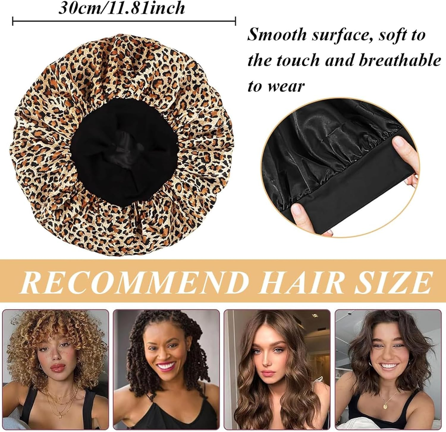 Silk Bonnet Sleep Cap Silk Elasticity Satin Hair Cap for Night Soft Bonnet Sleep Cap for Women image number 2