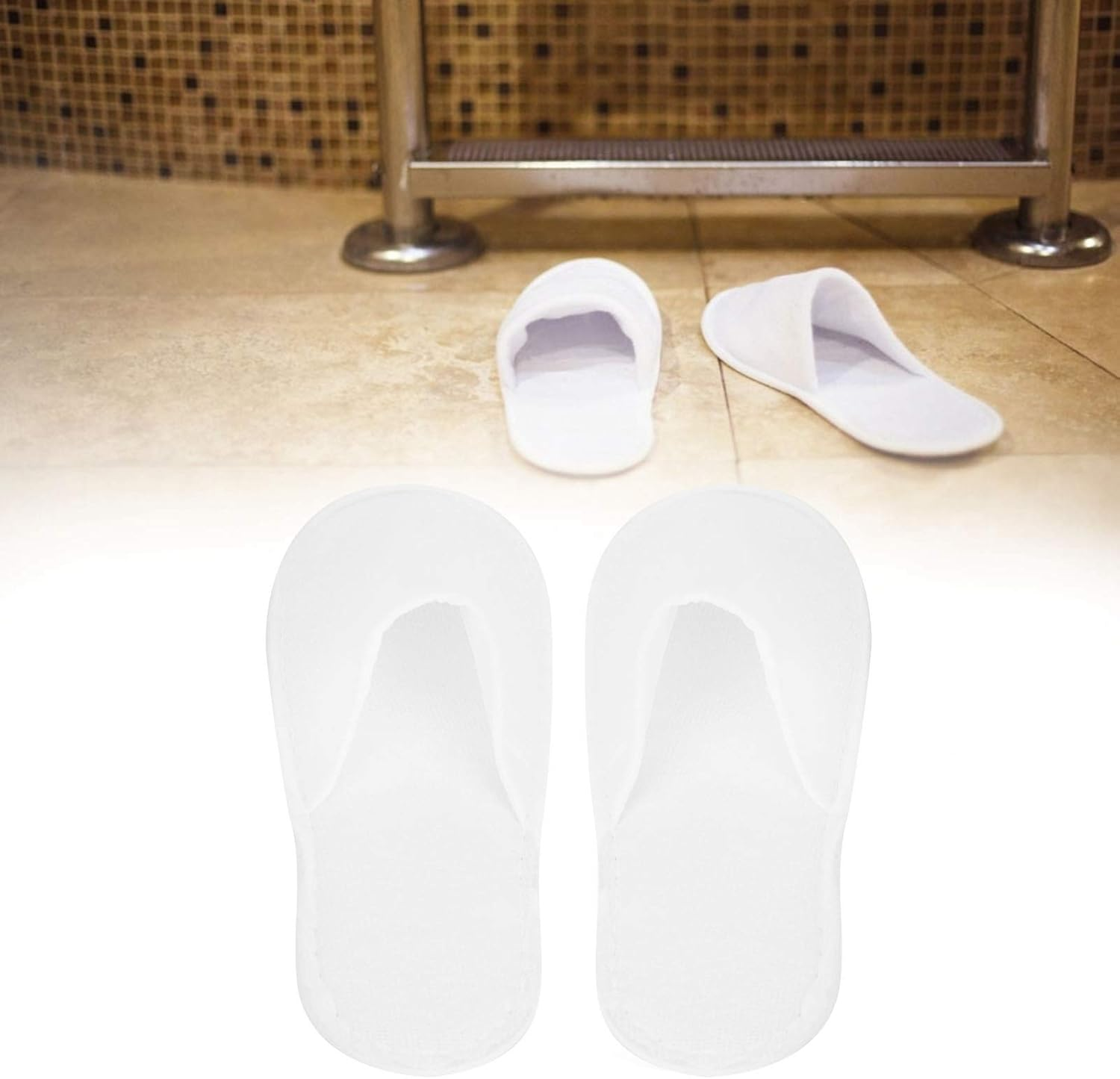 50Pair Disposable Indoor Unisex Hotel Slippers - Comfortable Individually Wrapped Cotton Velvet Closed Toe for Party, Guest, Commercial Use, Home Spa (3MM Plush) image number 4