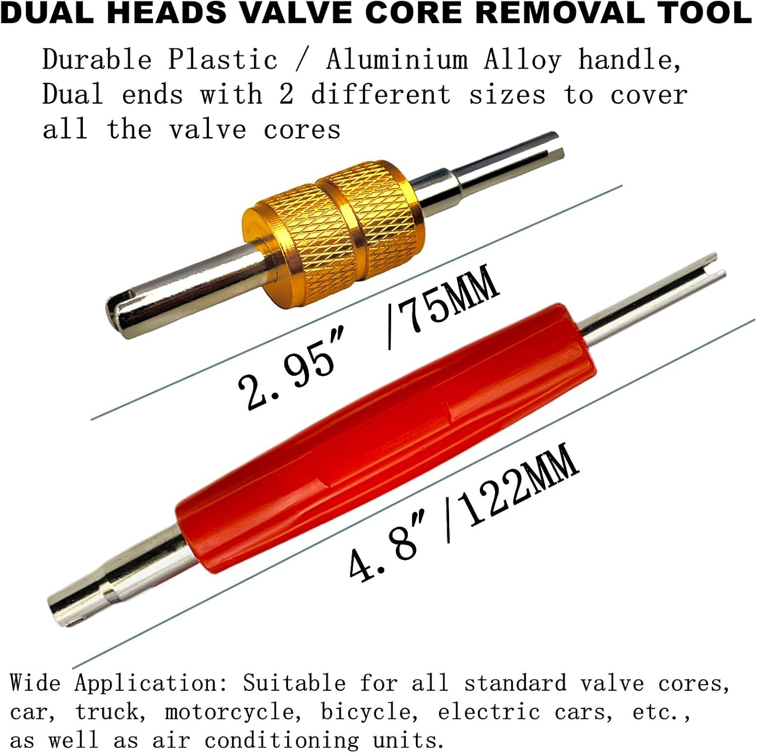 Aracey 6Pcs Valve Core Removal Tool Set-R134A R12 HVAC Double Heads Tire A/C Systems Schrader Valve Stem Core Remover Tools,Tire Repair Tools, Air Conditioning Valve Core Remover Schrader Valve Tool - 6Pcs Valve Core Removal Tool image number 1