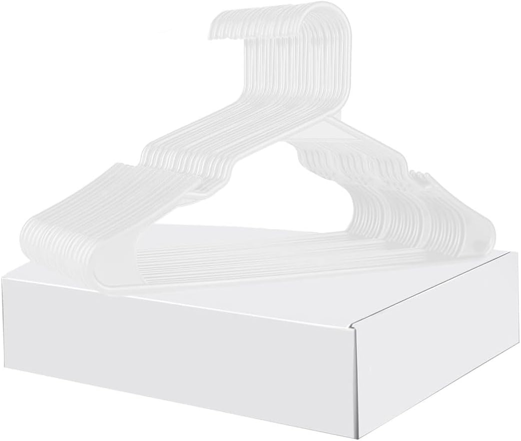 Idopick Plastic Clothes Hangers, 60 Pack Non-Slip Suit Clothes Hangers Space Saving for Coats, Shirt Dress, Tie, Pants & Closet Organizer,Black (Black)