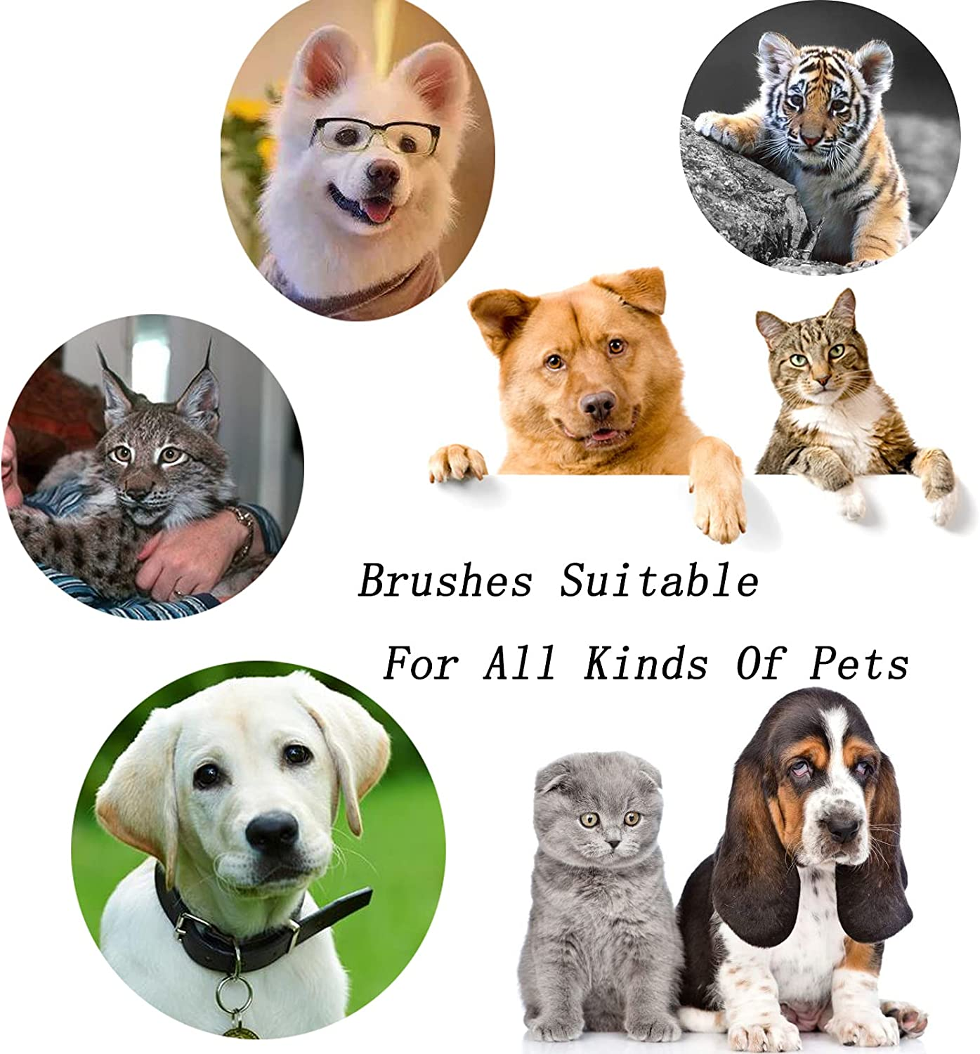 2 Pack Dog Brush & Cat Brush,With Adjustable Ring Handle Slicker Dog Grooming Brush Suitable for Long Short Haired Pet Rubber Comb - 2Ps Blue image number 5