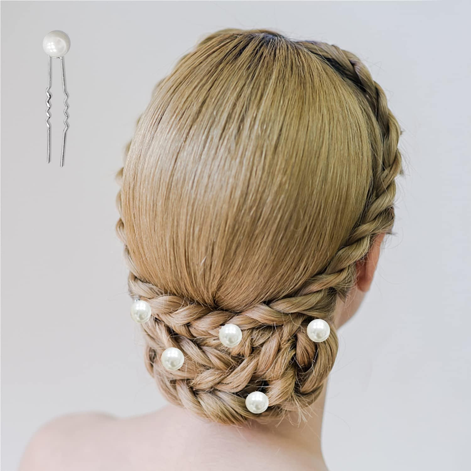 50Cm Vine Headband with 1 Piece Rhinestone Flower Hairpin and 5 Pieces U Shape Beaded Clips Vine Crystal Bridal Hair Accessories Suitable for Wedding (Silver) image number 5