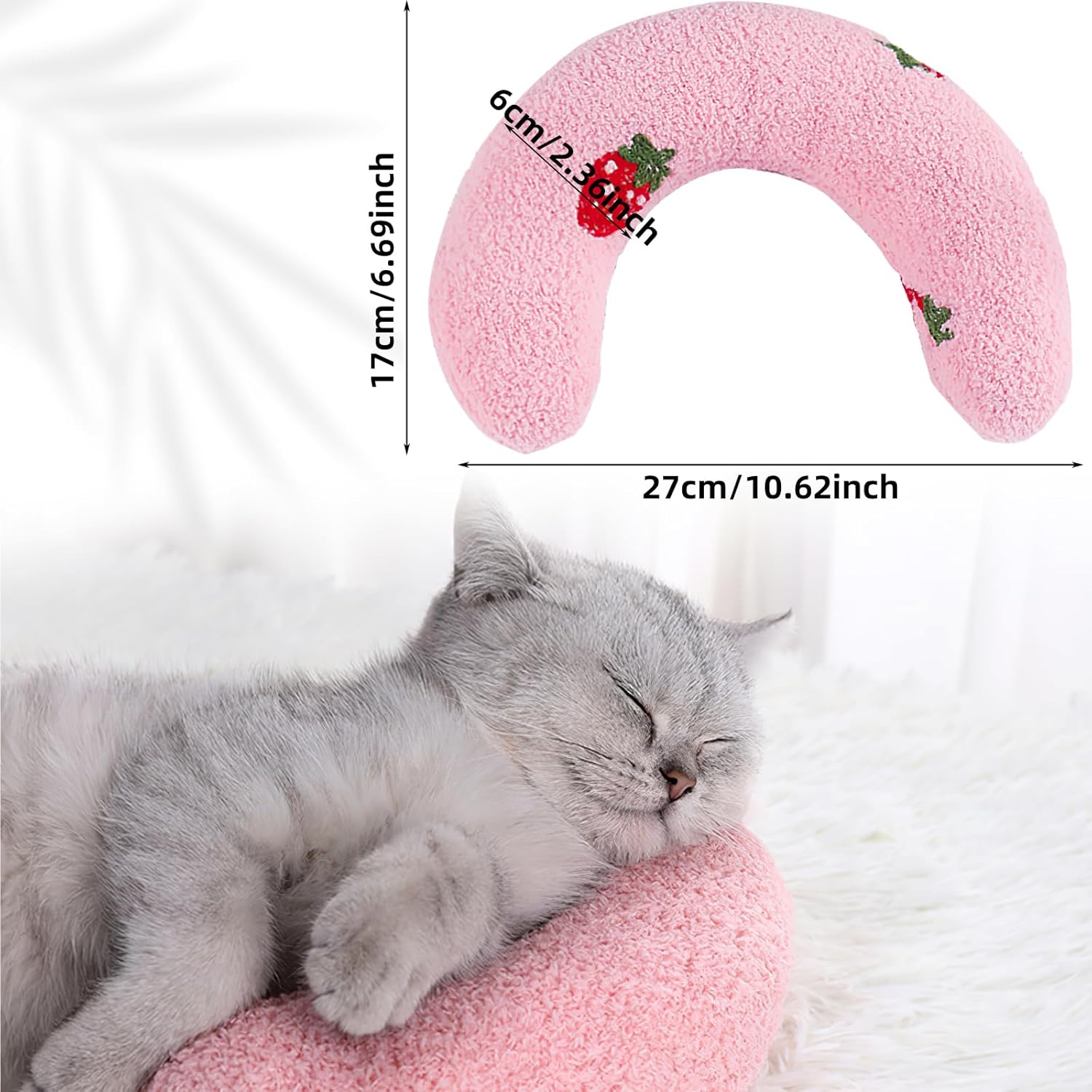 Pack of 3 Quiet Dog Neck Pillow for Pets Toy with Mint for Cats, U-Shaped Pillow to Protect Cervical Spine, Suitable for Sleeping, Playing, Pink, Yellow, Blue image number 6
