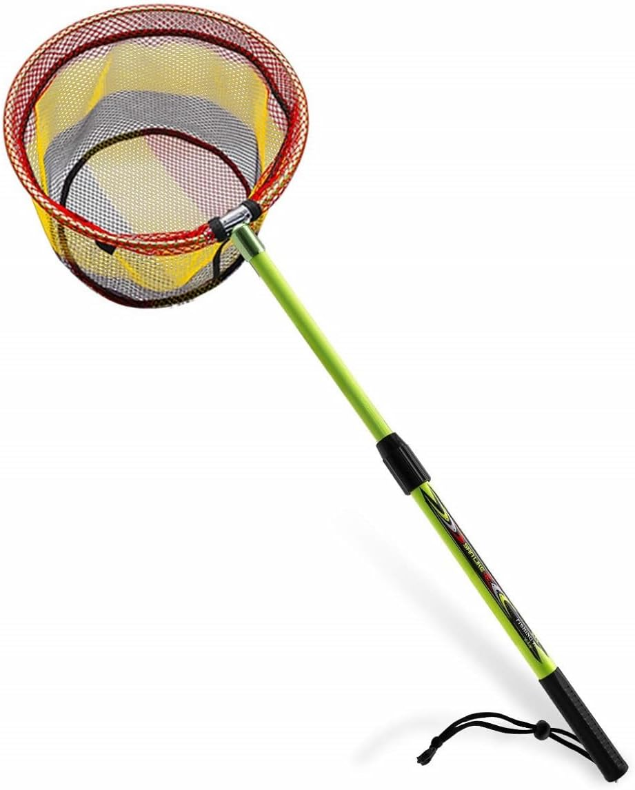 Fishing Net Fish Landing Net Collapsible Fish Net Butterfly Net with Anti-Slip Telescoping Rubber Pole Handle for Kids Adults Great Outdoor Tools for Exploration Fun and Games Extendable 43In image number 1