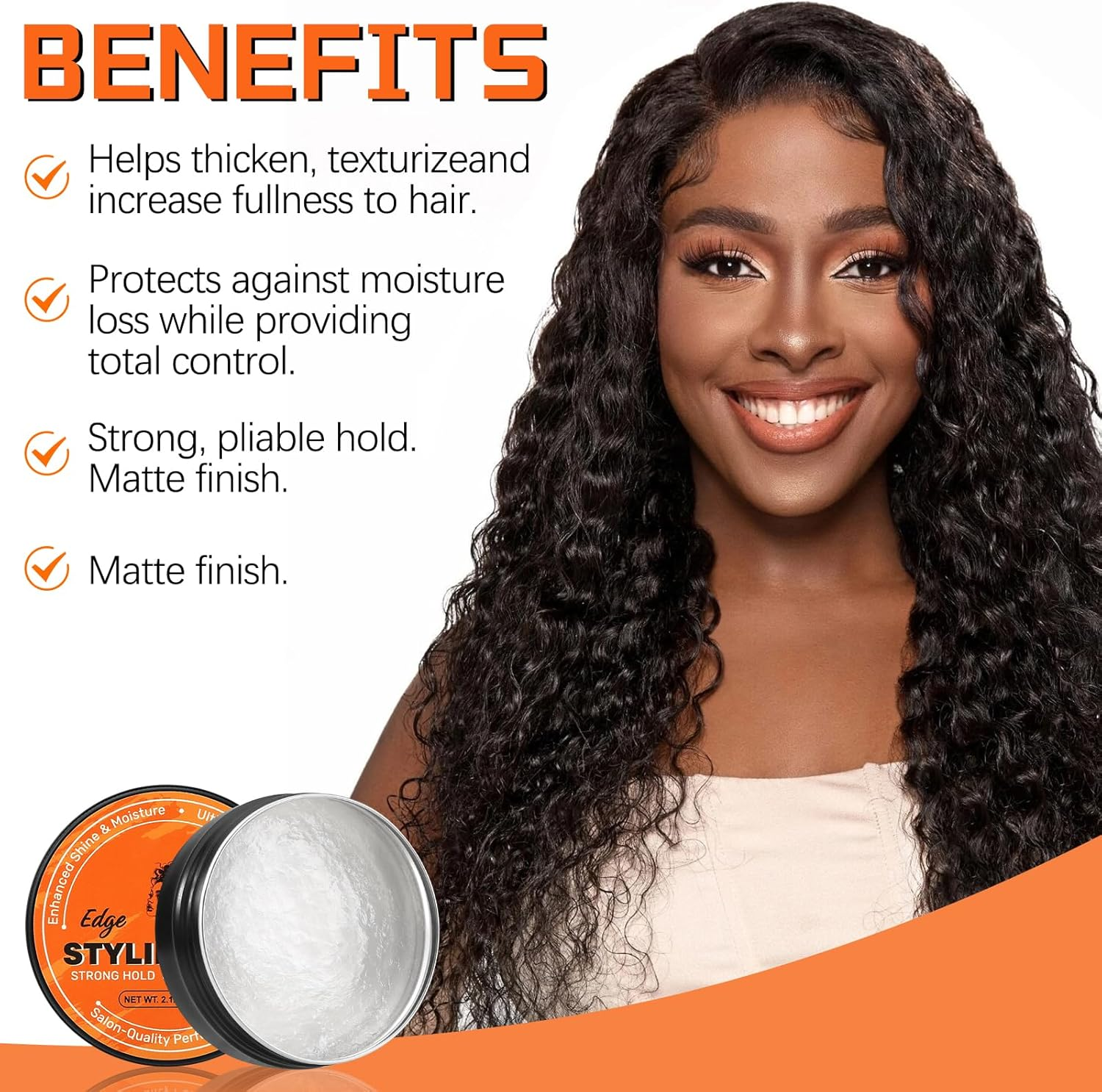 Apooliy Edge Control Wax,Strong Hold Hair Wax, No Flaking Styling Gel for All Hair Types, Non-Greasy, Long Lasting Braid Gel, Easy to Use, Smoother image number 2