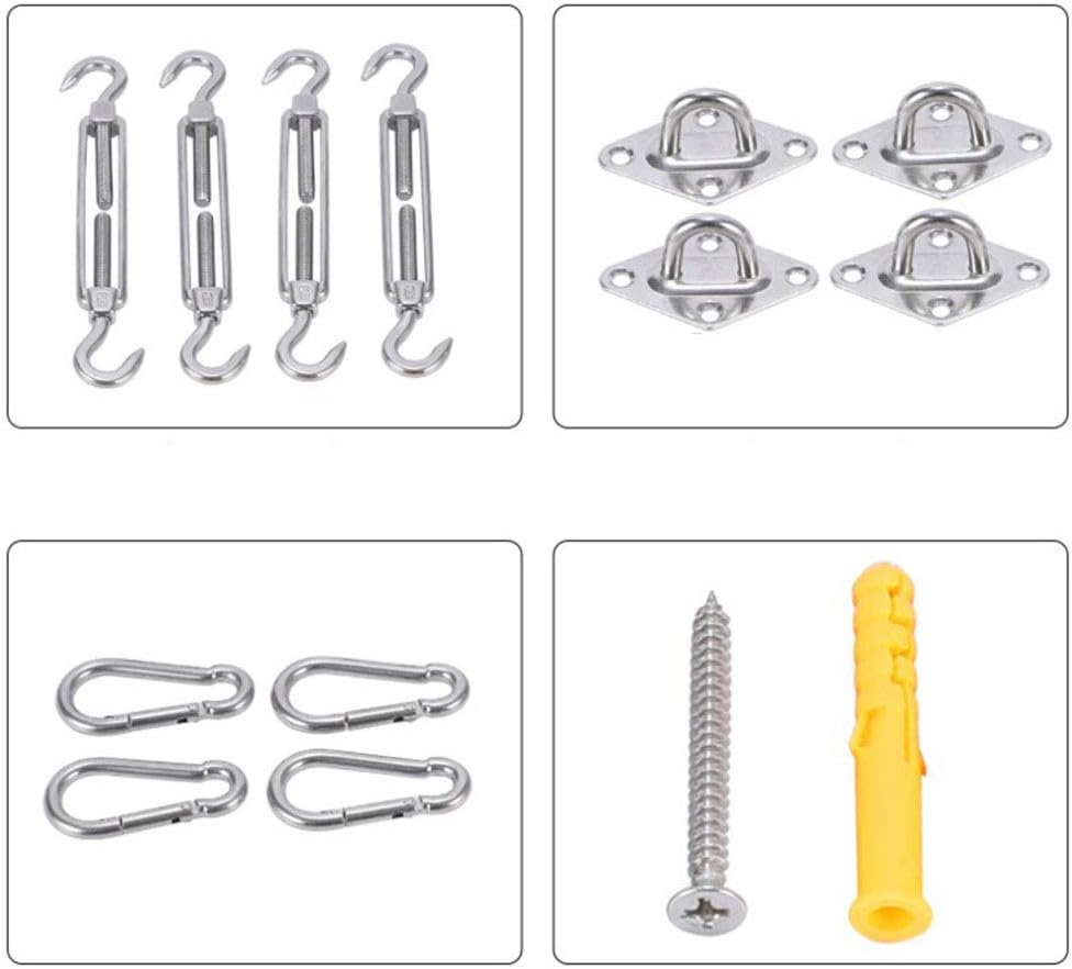 Tooloflife Sun Shade Sail Fixing Kit 8Mm for Square and Triangle，Rectangle，304 Stainless Steel Fixing Hardware Accessories Kits with Screws, Plastic Expansion Deck Garden Lawn Patio(44Ps) image number 4