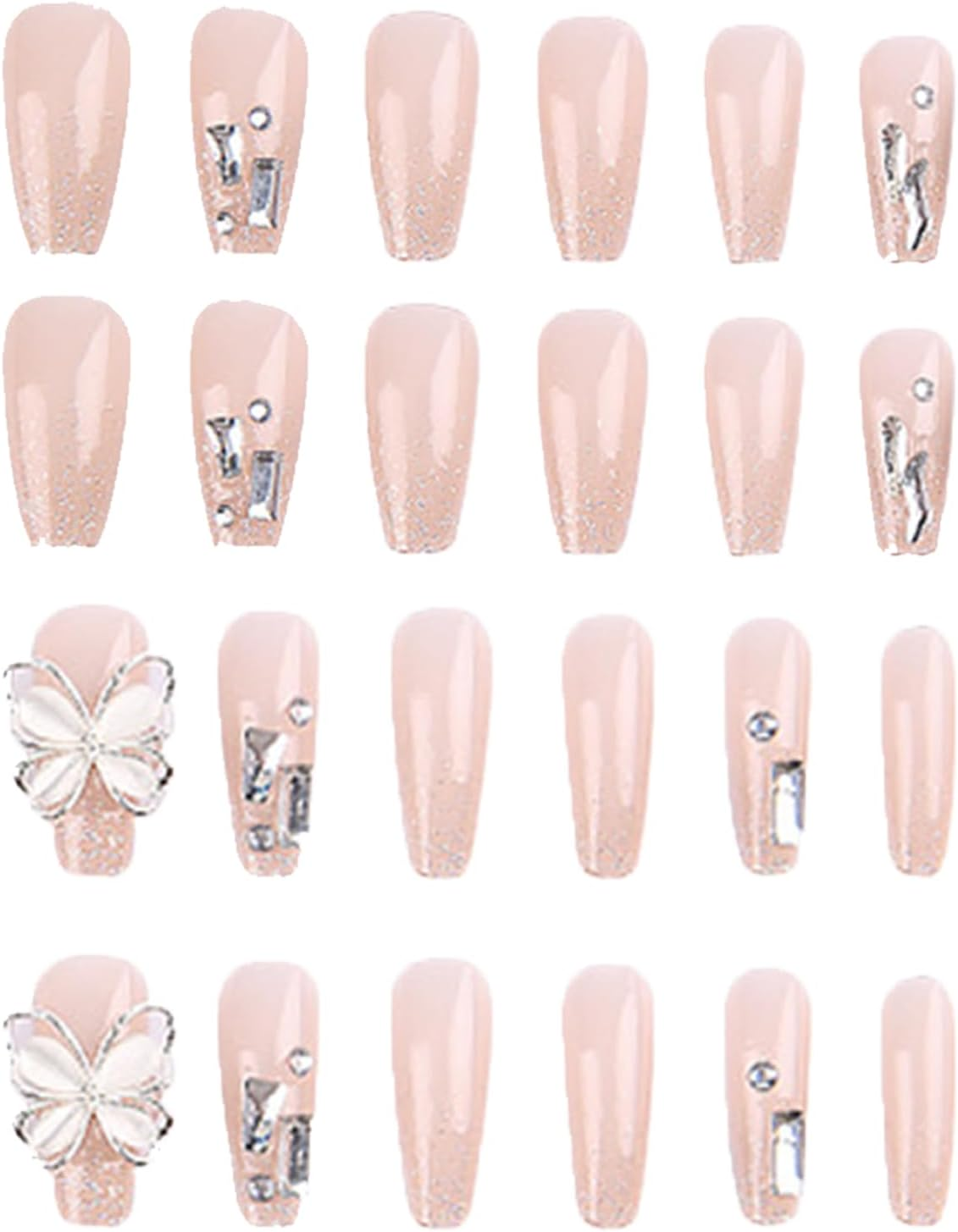 HHMJZW French Tip Press on Nails - 24Pcs Short Press on Nails for Woman Nail Art Manicure, Soft Gel, No Fade Out, Seamless Glue on (GY85) (#1) (1) image number 1
