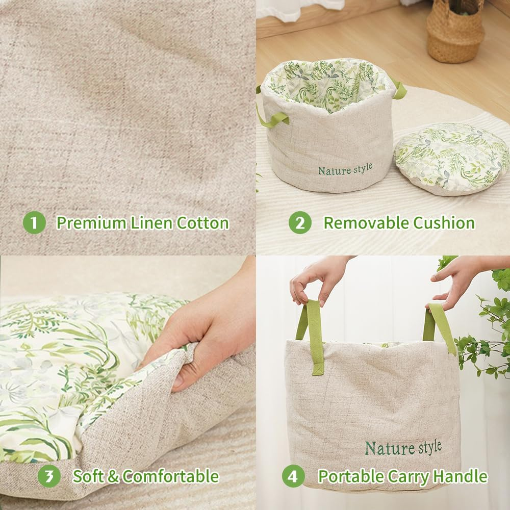 Cat Bed for Indoor Cats,Cat Beds Dual-Sided with Removable Machine Washable Cushion,Pet Bed Foldable Cotton-Linen for Indoor Cats & Dogs,Soft & Durable image number 4