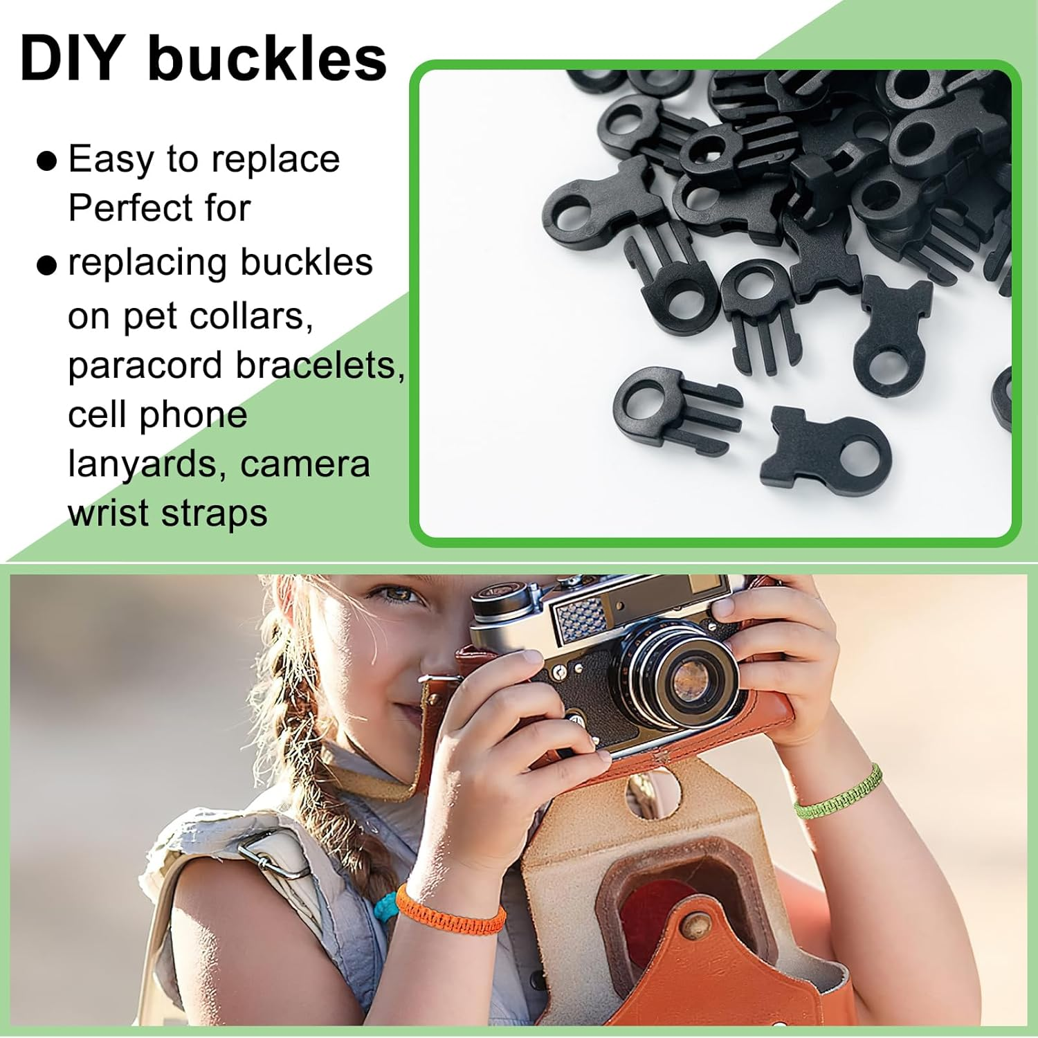 60 Pcs Black Mini Safety Breakaway Buckles Side Release Plastic Paracord Buckles Quick Side Release Snap Buckles for DIY Crafts Accessories image number 3