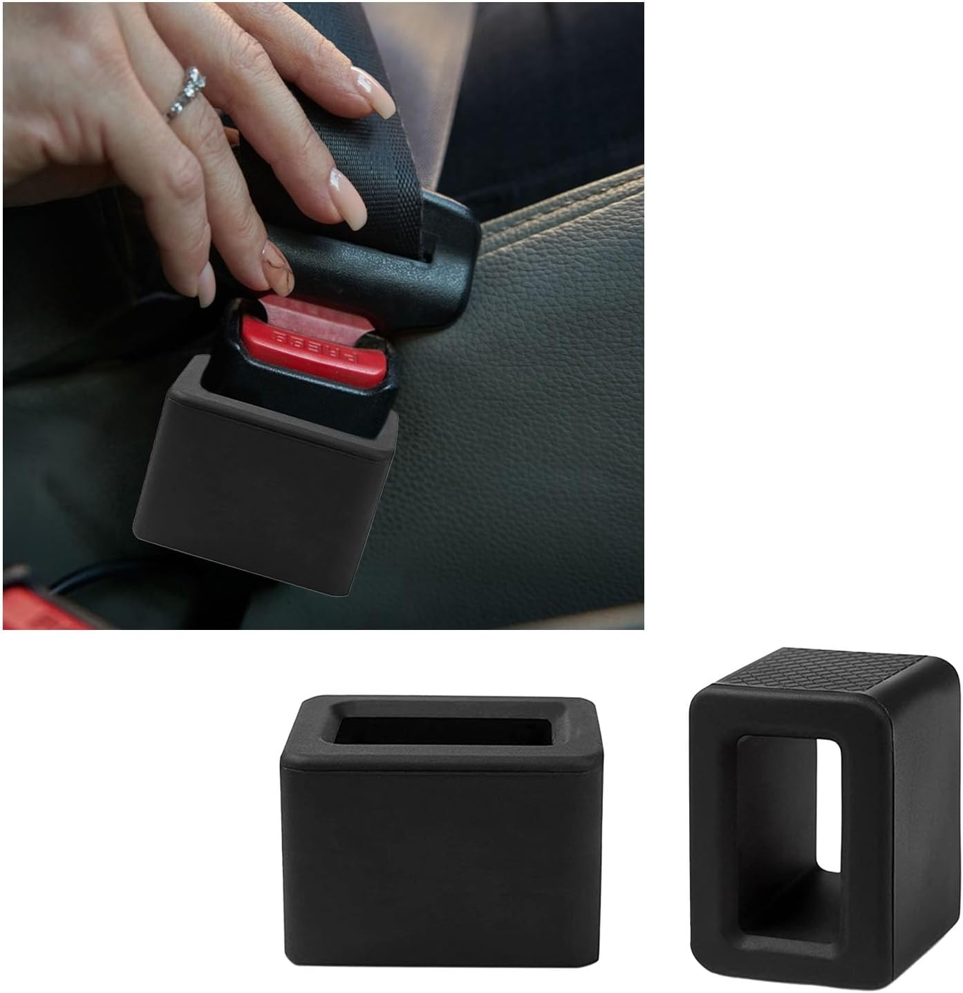 Augeny 2PCS Seat Belt Buckle Holder, Silicone Auto Rear Seatbelt Buckle Booster to Makes Receptacle Stand Upright for Easy Access, Universal Vehicle Seatbelt Buckle for Kids (Blue)