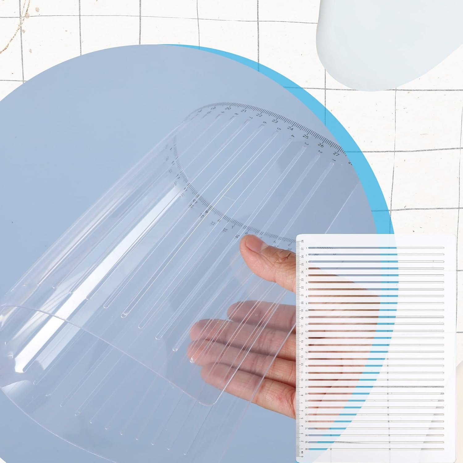 Xinjoduz Plastic Straight Line Stencil Template 11.7"&times; 8.1" Clear Line Spacing Journal Stencils Drawing Calligraphy Stencils Measuring Ruler Template Envelope Supplies for Card Paper Lettering Writing image number 1