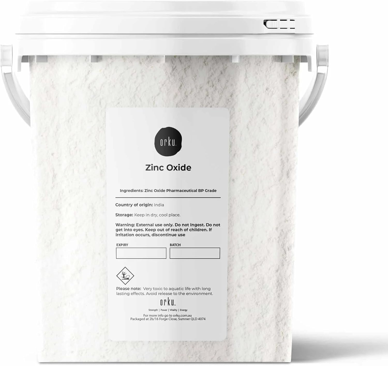 800G Zinc Oxide Powder BP Pharmaceutical Grade 99.9% Purity Resealable Bucket image number 1