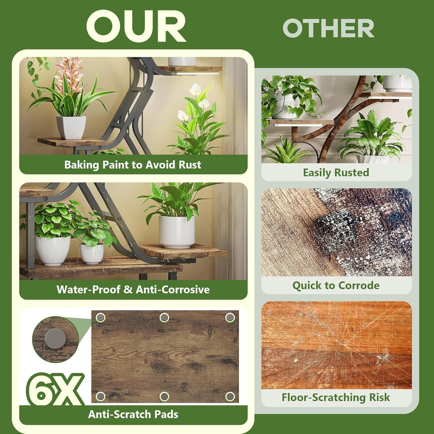 Plant Stand Indoor with Grow Lights：8 Tiered Indoor Plant Shelf, 170Cm Tall Plant Stand for Indoor Plants Multiple image number 3