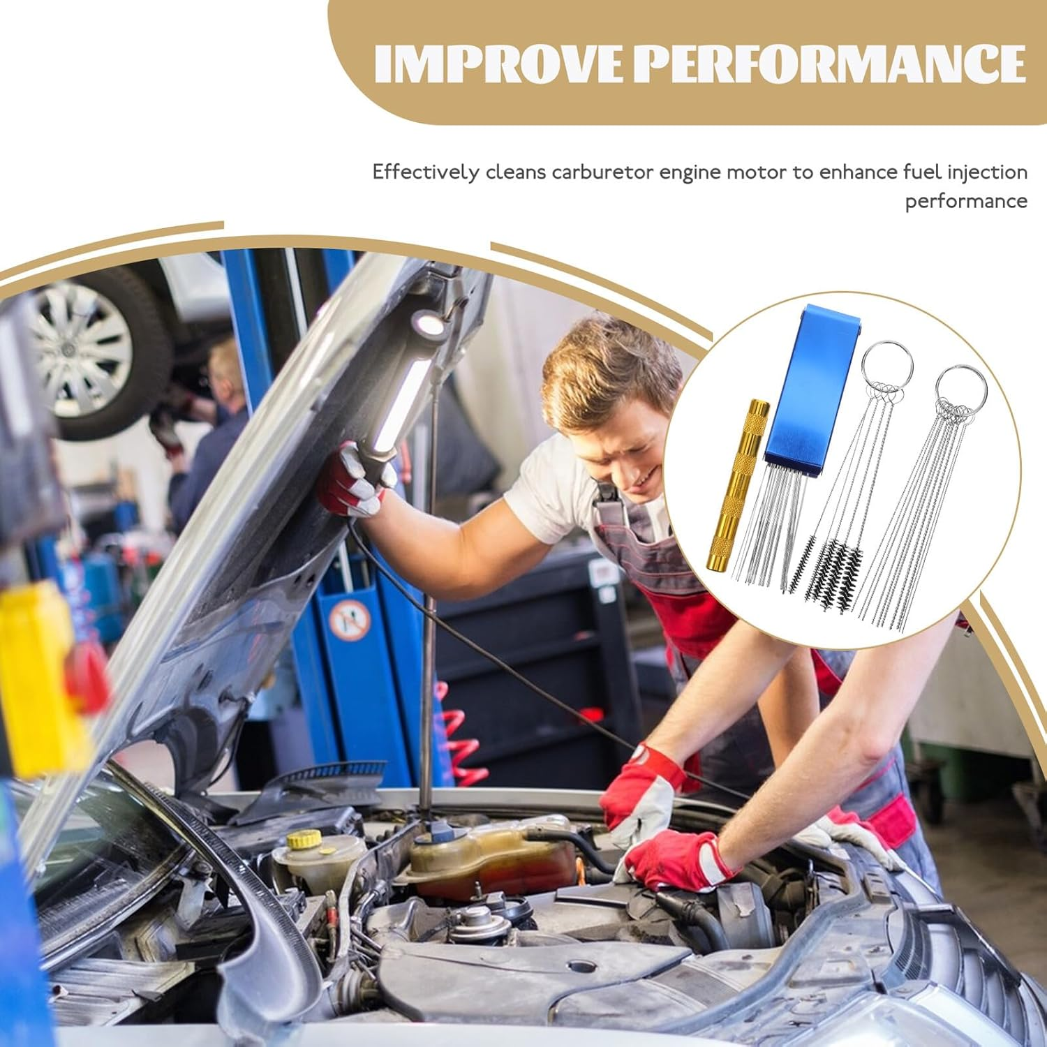 Stainless Steel Carburetor Cleaning Tool Set with Needles and Brushes for Engine Motor Maintenance Portable Cleaning Kit for Welding Torch Tips and Automotive Equipment Easy image number 3