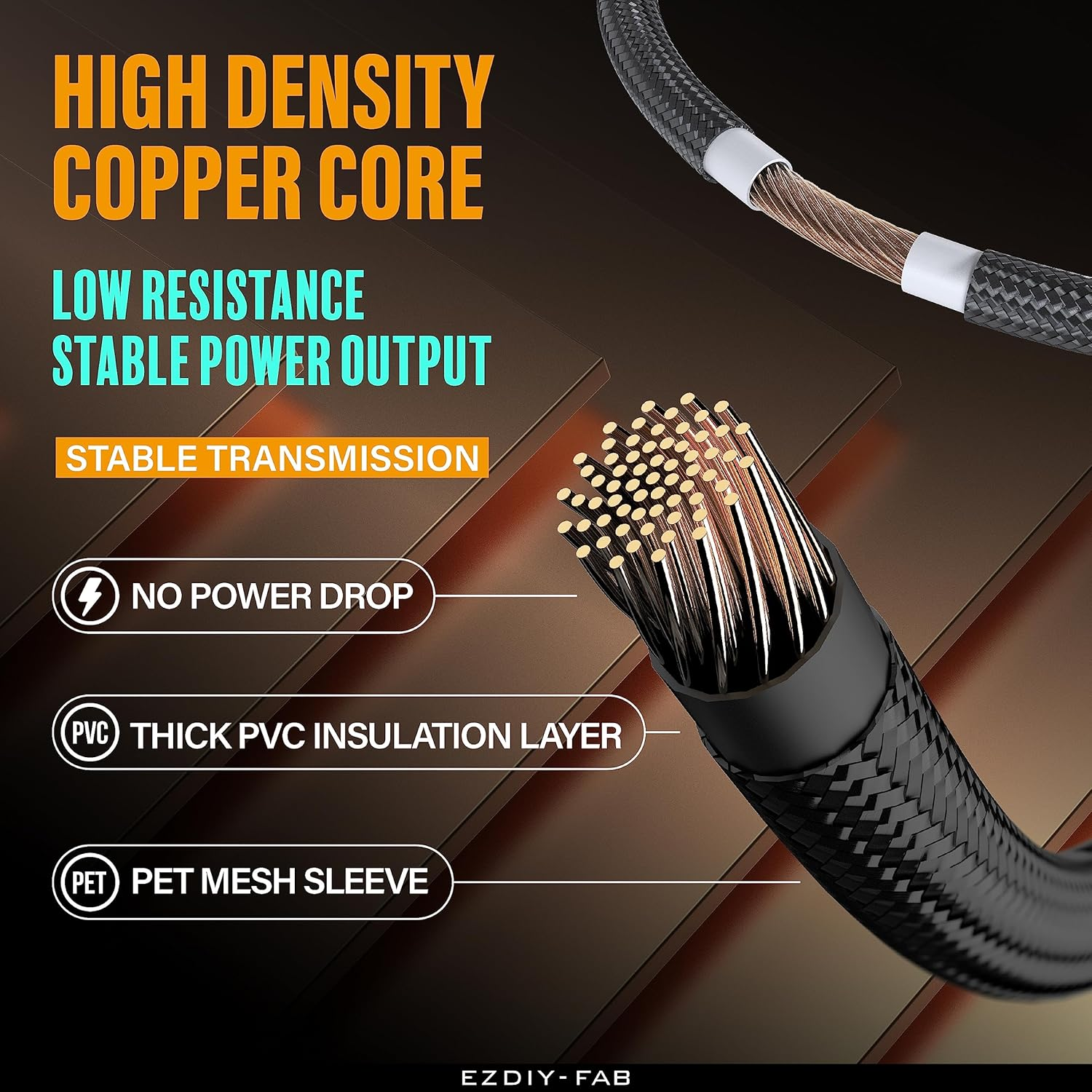 EZDIY-FAB GPU Power Sleeved Cable Extension, 16Pin(12+4) 12VHPWR Pcie 5.0 Connector Male to Female for RTX 5080, 5070, 4090, 4080, 4070, with Cable Combs-16Awg/Black