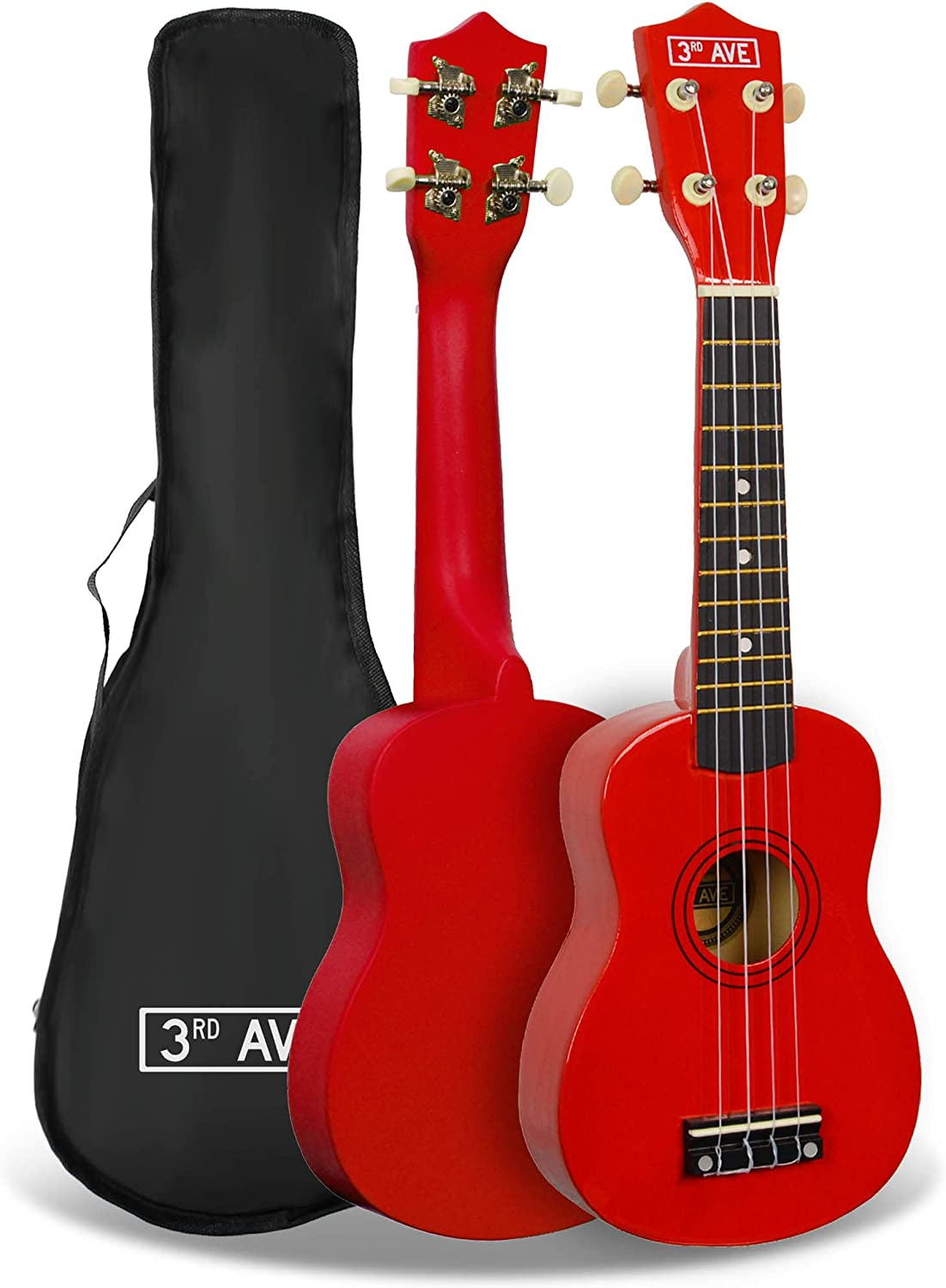 3Rd Avenue Soprano Ukulele Beginner 21 Inch 4 Nylon Strings with Free Uke Bag &ndash; Red