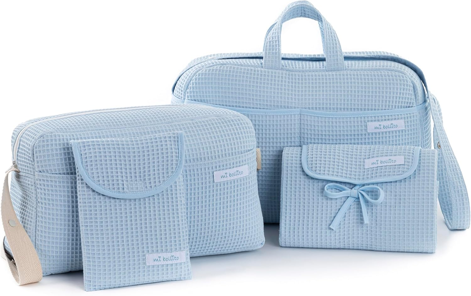 Essential Set for Moms, Dads and Babies: Maternity Bag, Changing Bag, Portable Changing Mat and Diaper and Wipes Organiser. Made in Spain., Lightblue, Einheitsgr&ouml;&szlig;e, Stylish