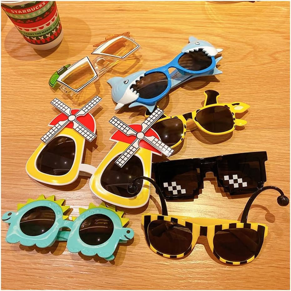 6 Pairs Funny Party Sunglasses,Photo Booth Props Sunglasses,Cute Party Glasses for Kids,Teens,Adults image number 1