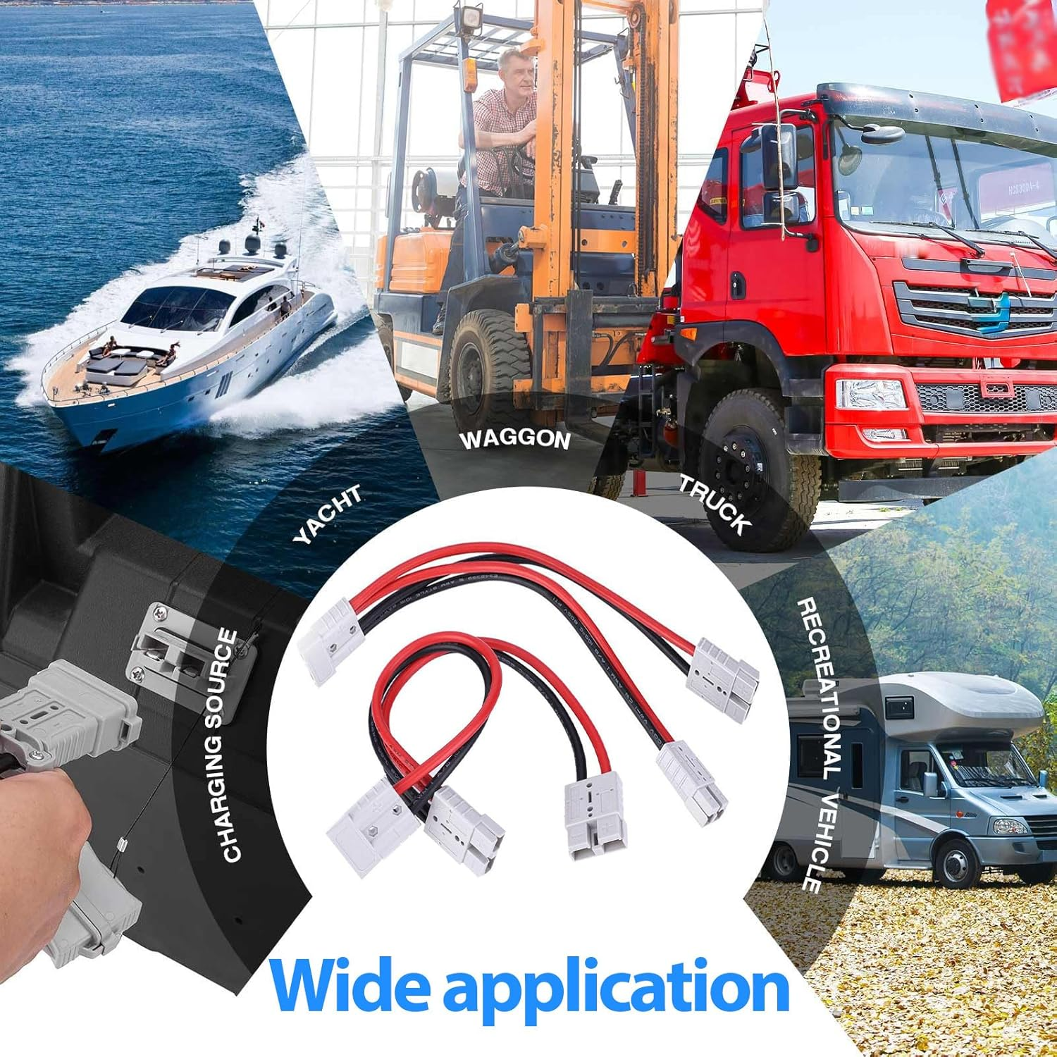 Connector, 50 Amp Plug Connector Double Y Adaptor 6Mm Automotive Cable for Car Battery, Automotive Accessories Battery Cable image number 3