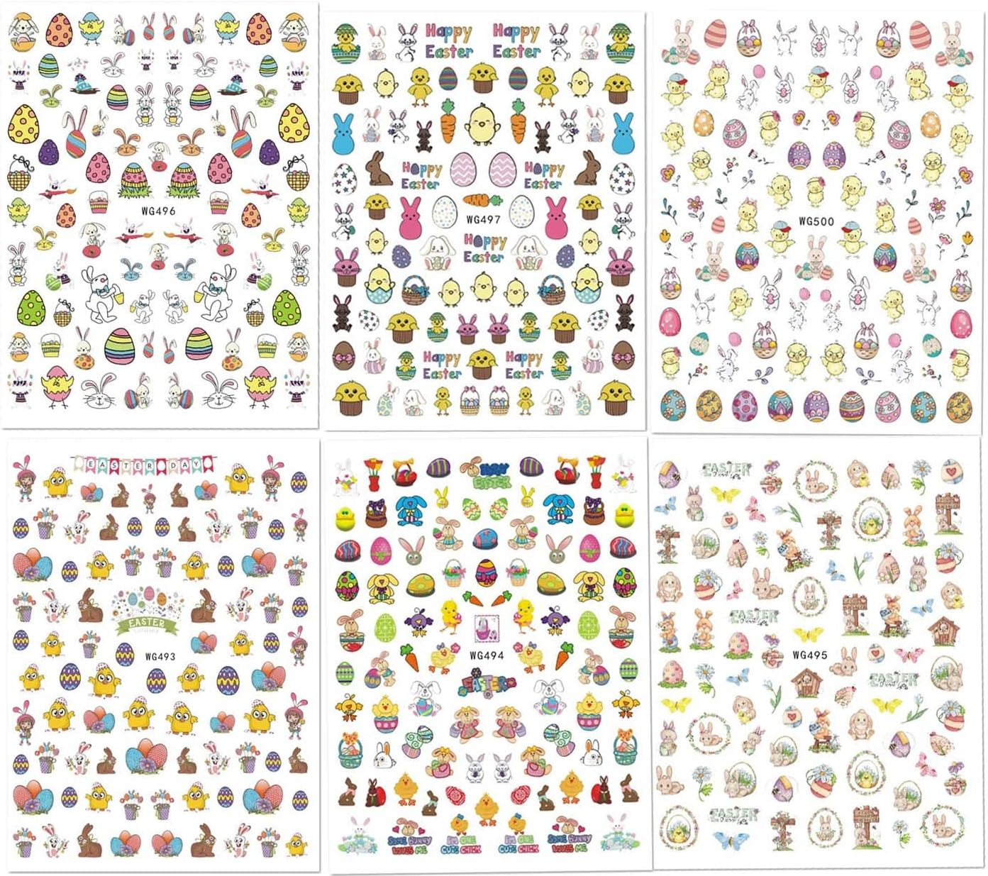 Easter Nail Art Stickers Decals, 3D Self-Adhesive Cartoon Bunny Egg Chicken Nail Decals for Women Girls Easter Day DIY Nail Decoration 6 Sheets - Purple image number 4