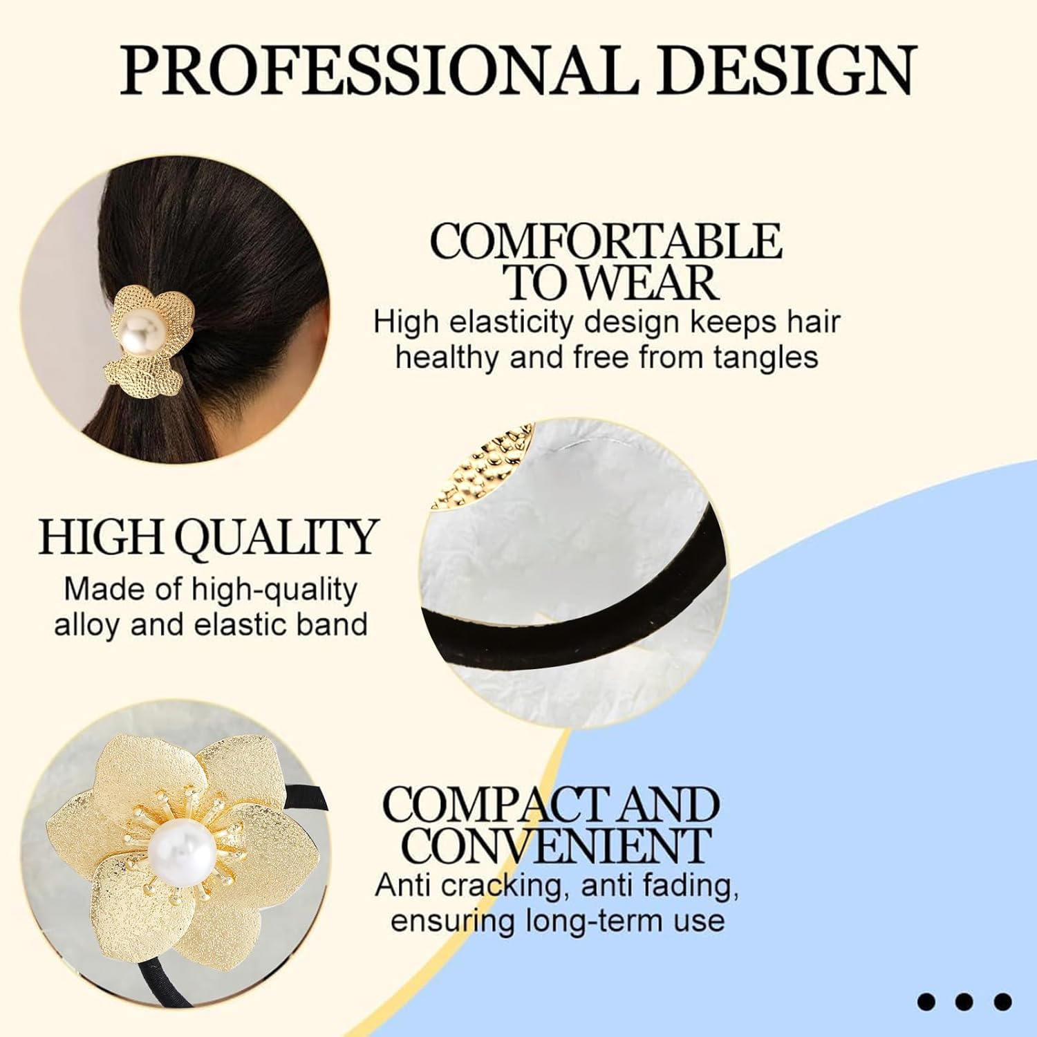 EUYKQNOI Pack of 3 Hair Accessories Gold Hair Accessories, Metal Hair Cuffs for Ponytail and Elegant Hairstyles, High-Quality Hairstyle Holder for Fine Hair, Perfect Women'S Accessory for Any Occasion image number 4