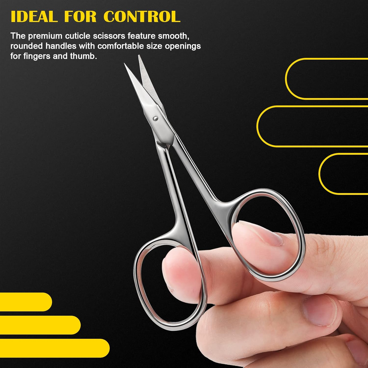 FVION Cuticle Scissors, Cuticle Scissors, Extra Sharp with Curved Edge, Cuticle Scissors Extra Fine for Precise Cuticle Remnants, Cuticle Scissors Made of Stainless Steel, 9 Cm image number 5