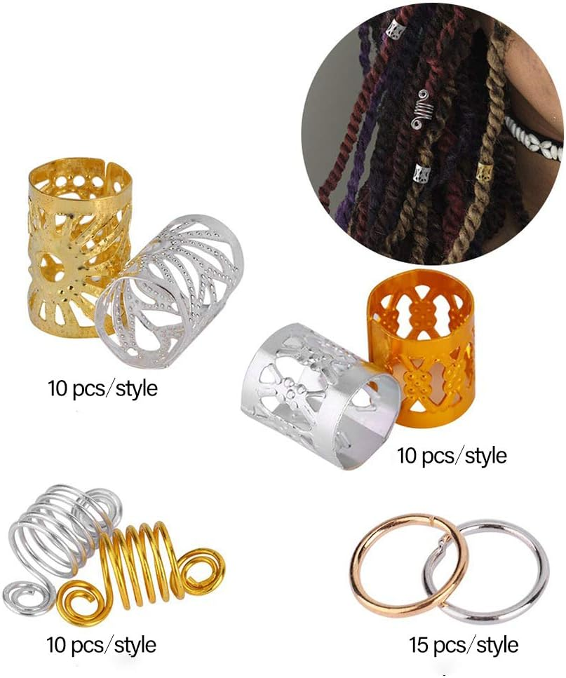 Homo Trends 90 Pcs Hair Jewelry Rings Clips Aluminum Dreadlocks Adjustable Metal Hair Bread Cuff for Braids Hair Accessories