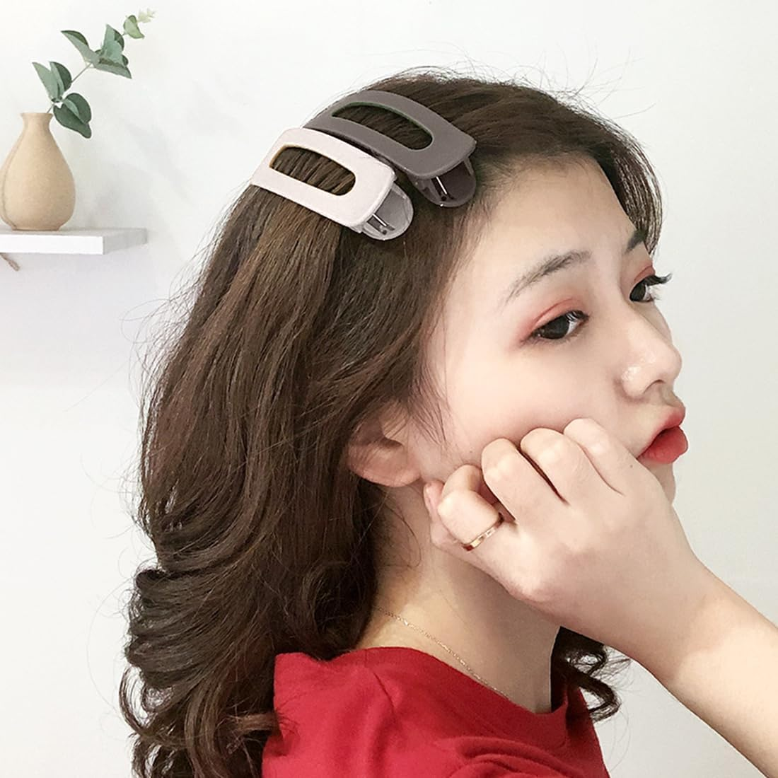 VAEIORP 4 Large Matte Duckbill Clips - 11Cm Flat Hair Claw Clips 4 Colours image number 1