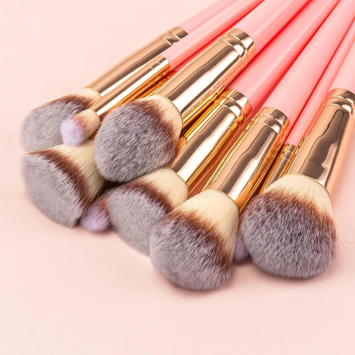 Makeup Brush Set 10-Piece Premium Synthetic, Soft Face & Eye Makeup Brushes for Foundation Concealer Eyeshadow Blush, Pink image number 1