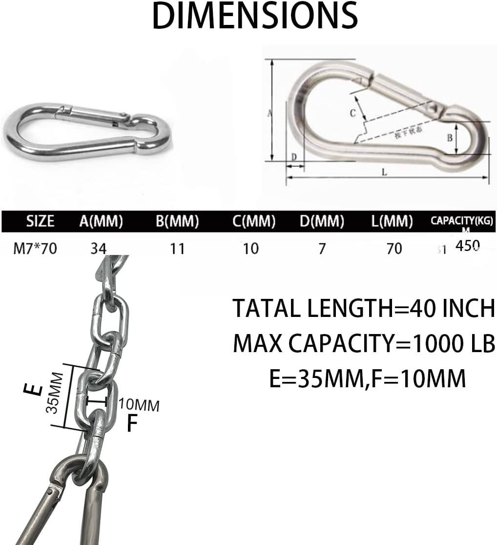 3/16" X 48" Trailer Safety Chain with Locking Carabiners Grade 30 (M5 Trailer Safety Chain-1Pcs) image number 3