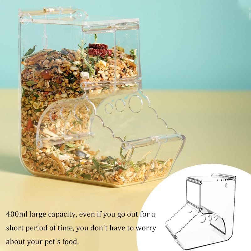 Hamster Food Dispenser with Baffle Design, Large Transparent Capacity, Durable Automatic Small Animal Feeder for Hamsters, Guinea Pigs, Bunnies and Other Small Pets