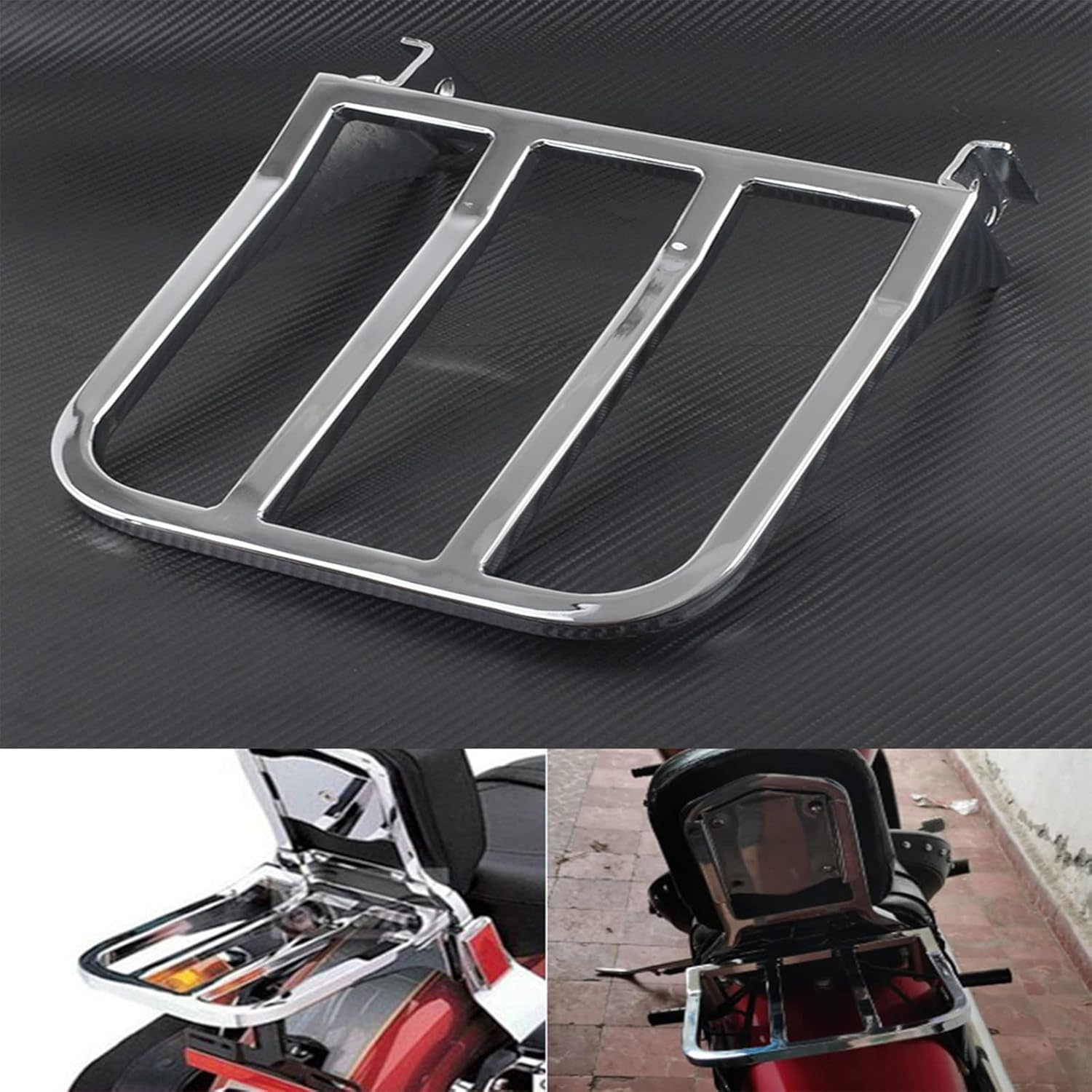 Motorcycle Detachable Rear Backrest Luggage Rack Fit for Harley Sportster XL Dyna Softail Chrome image number 1
