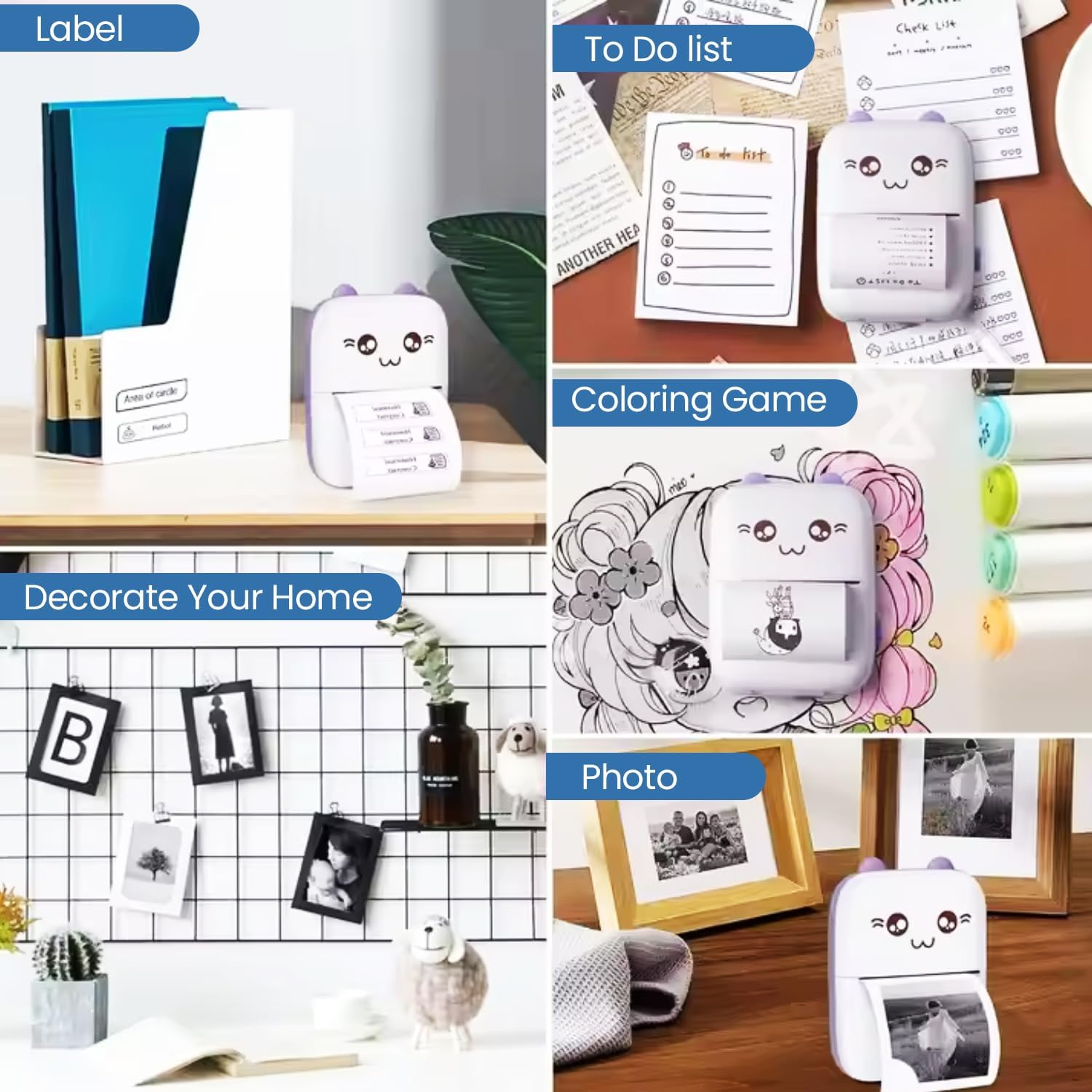 Mini Portable Printer | Bluetooth Label Printer | Portable Thermal Printer with 1X Roll | Smartphone Inkless Pocket Printer Perfect for Home, Crafts and Travel. App Connectivity (Fun Print) image number 5