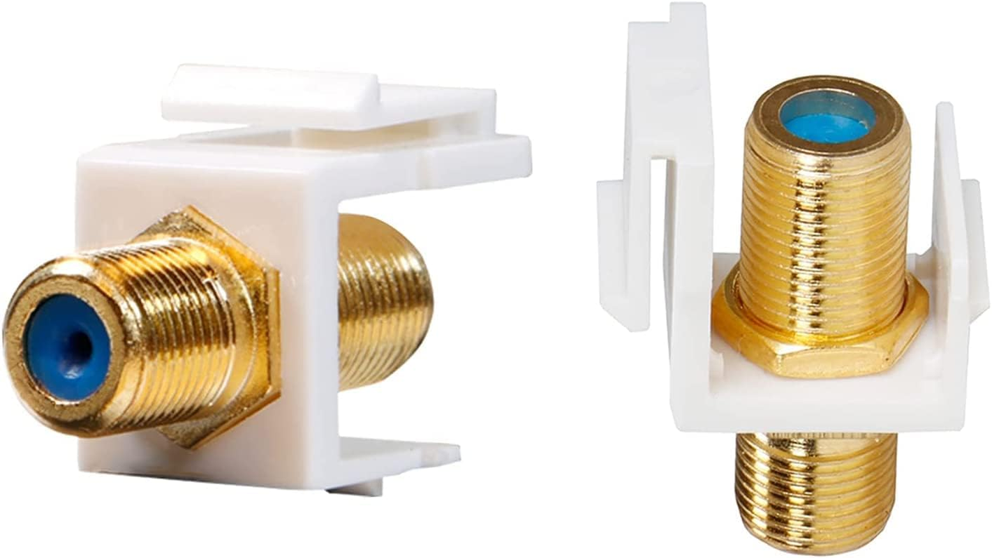2 Pack RG6 Gold-Plated Coax Keystone Jack Insert, F Type Male Connector for HD Video Streaming, Compatible with Television, Satellite Receiver, Cable Box, DVD Player, Gaming Console image number 4