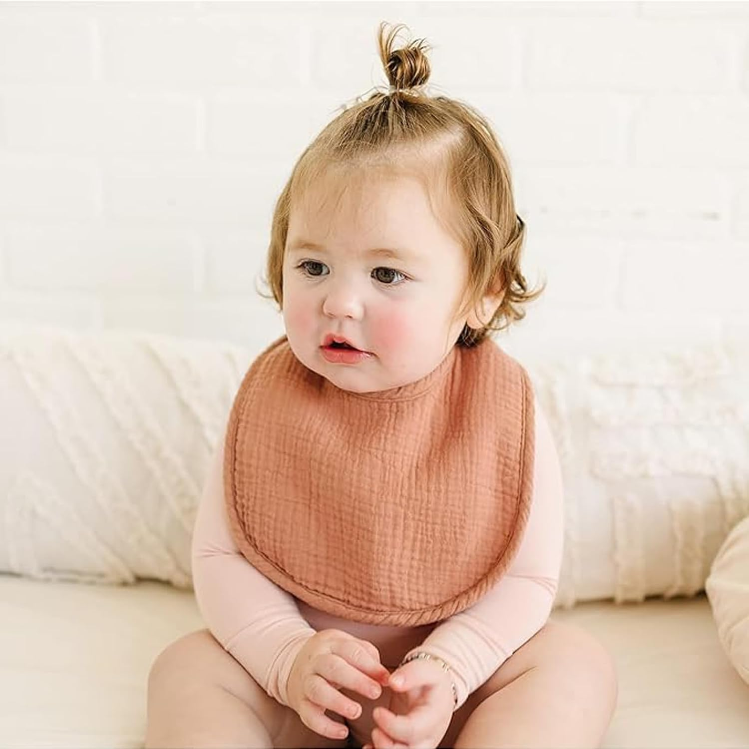 Muslin Baby Bibs 8 Pack Baby Bandana Drool Bibs Cotton for Unisex Boys Girls, 8 Solid Colors Set for Teething and Drooling image number 5