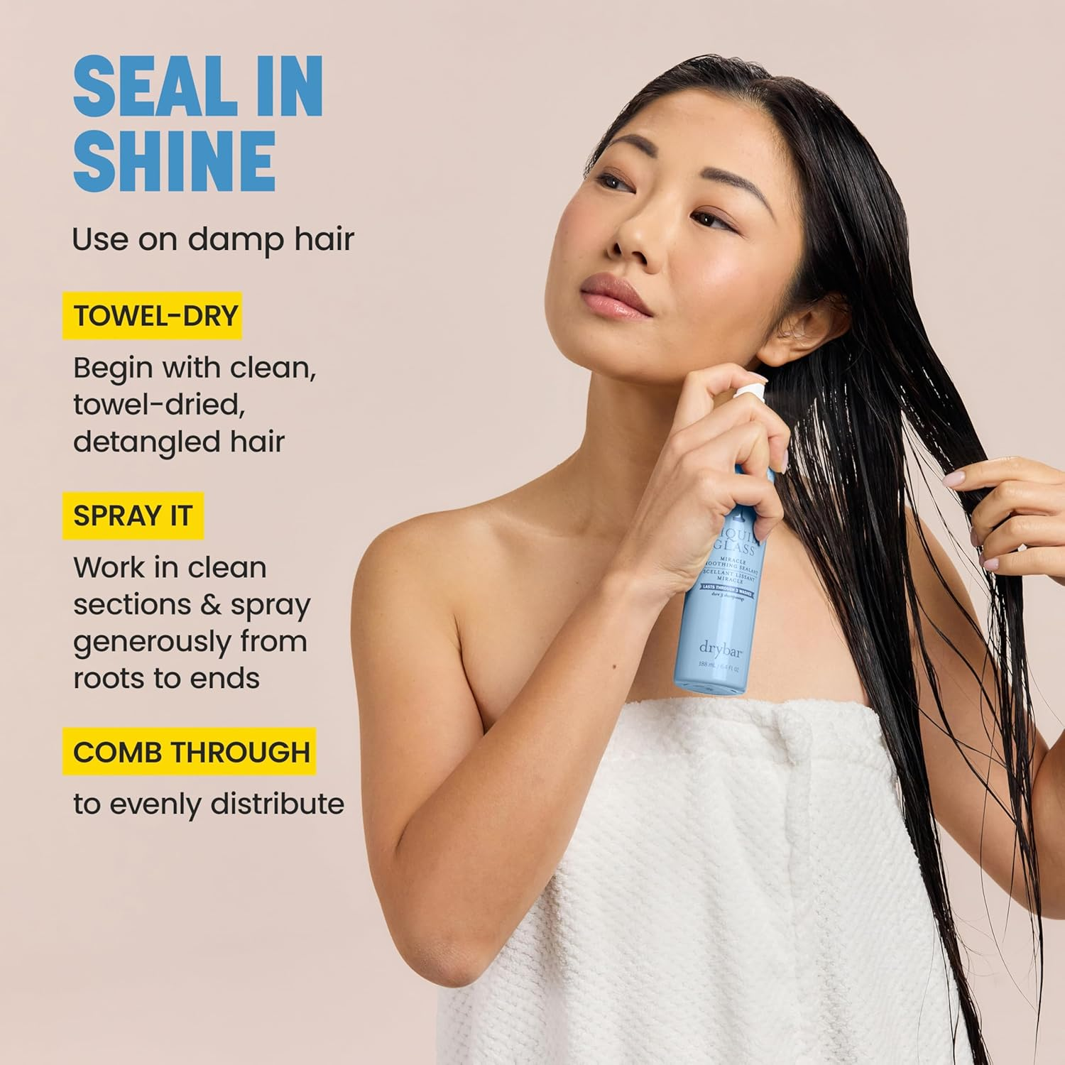 Drybar Liquid Glass Miracle Smoothing Sealant for Fine-Medium Hair - Travel Size | Heat Protectant for Hair, Lasts through 3 Washes for Long-Lasting Frizz Resistance and High-Shine Finish image number 2