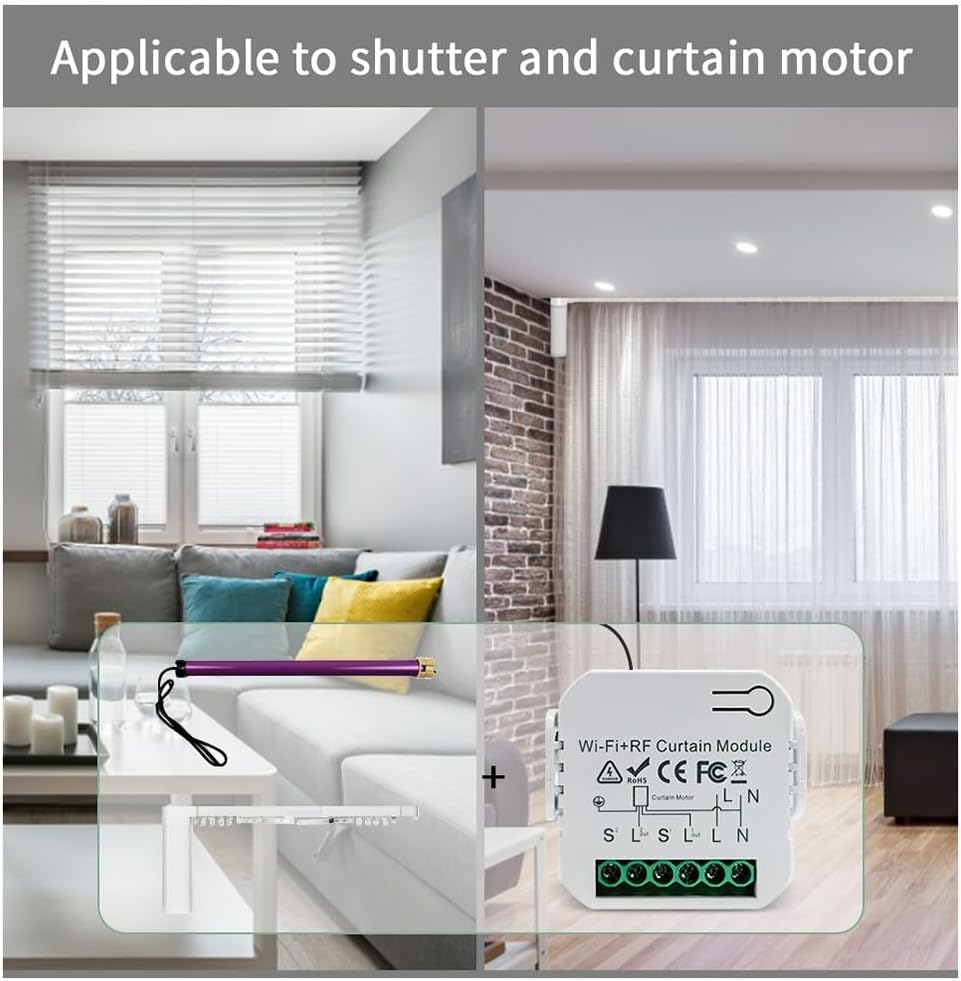 Byttlerom Tuya WIFI Smart Curtain Switch APP Timing Motor Controller Switch 433 Mhz White Remote Control Electric Roller Blind
