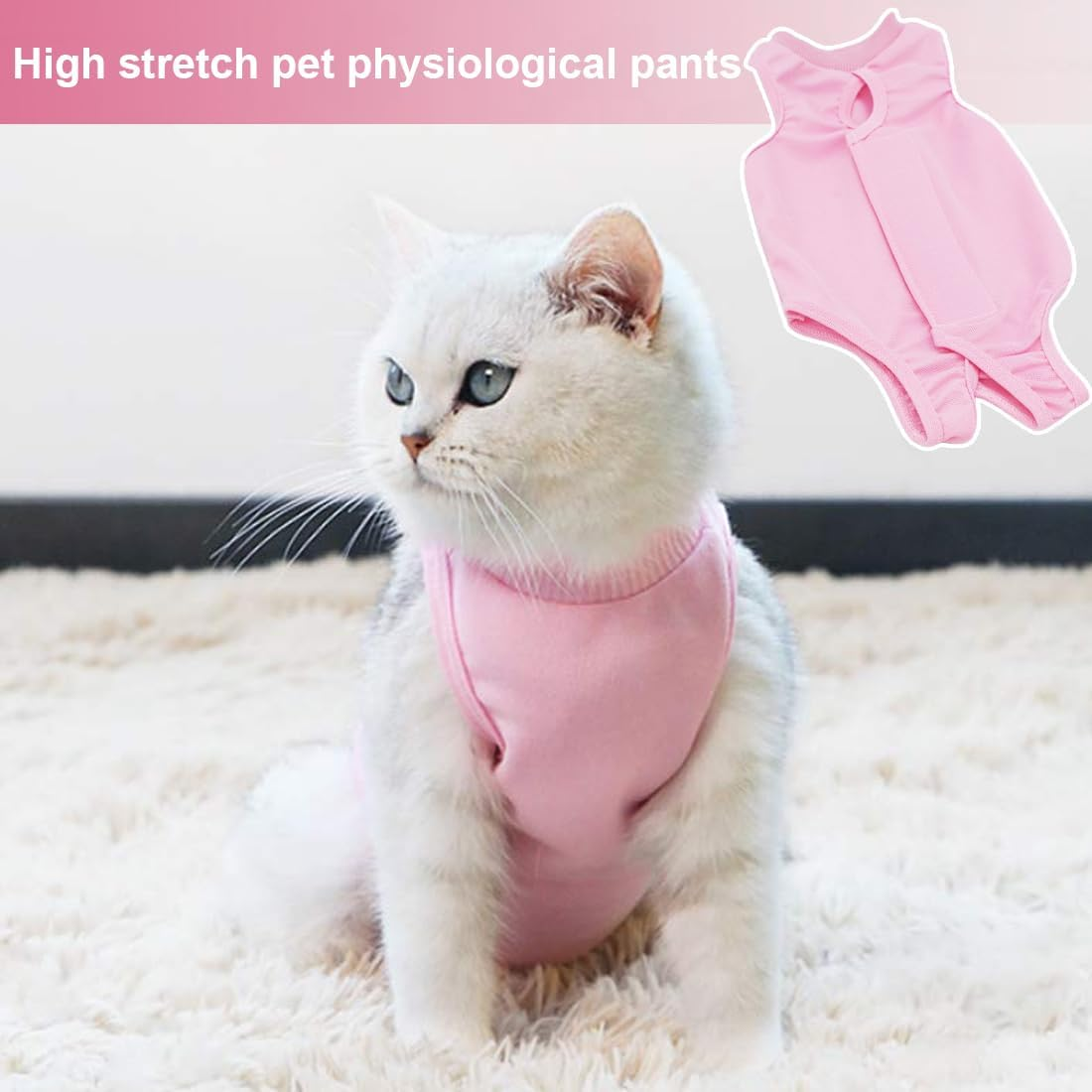Cat Professional Recovery Suit for Abdominal Wounds or Skin Diseases after Surgery E Collar Alternative for Cats anti Licking Pyjama Suit Cat Bodysuit after Surgery Anti-Leaking Cat (Size M)