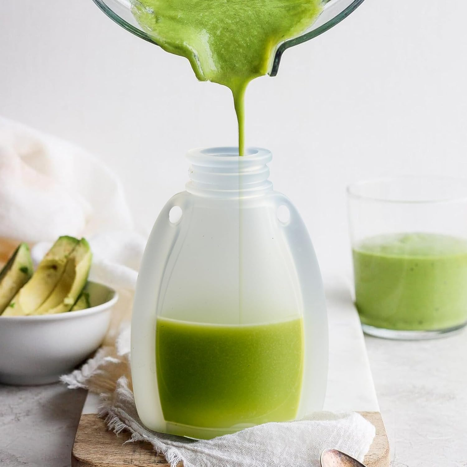 Reusable Silicone Food Pouch for Baby and Toddlers, Squeezable Pouch, Squeeze Pouch, Easy Clean Silicone Pouch for Pre-K and School, Homemade Baby Food Storage, 4Oz (White 2 Pack) image number 1