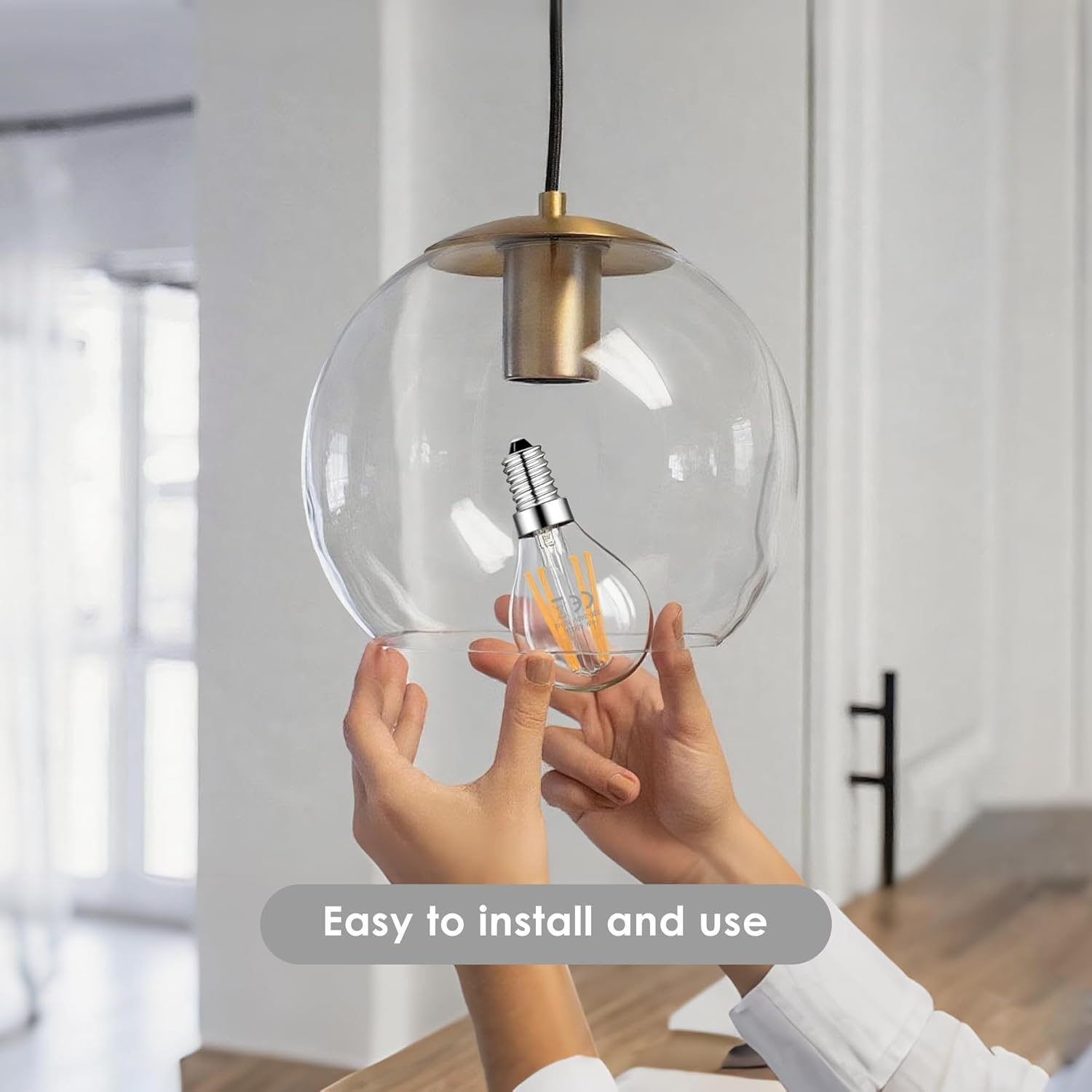 FTL E14 LED Bulb Small Edison Screw,G45 4W Vintage Edison LED Golf Ball Bulb 6500K Cool White,400Lm 40W Equivalent Non-Dimmable SES Clear Galss LED Globe Filament Bulbs,Pack of 6