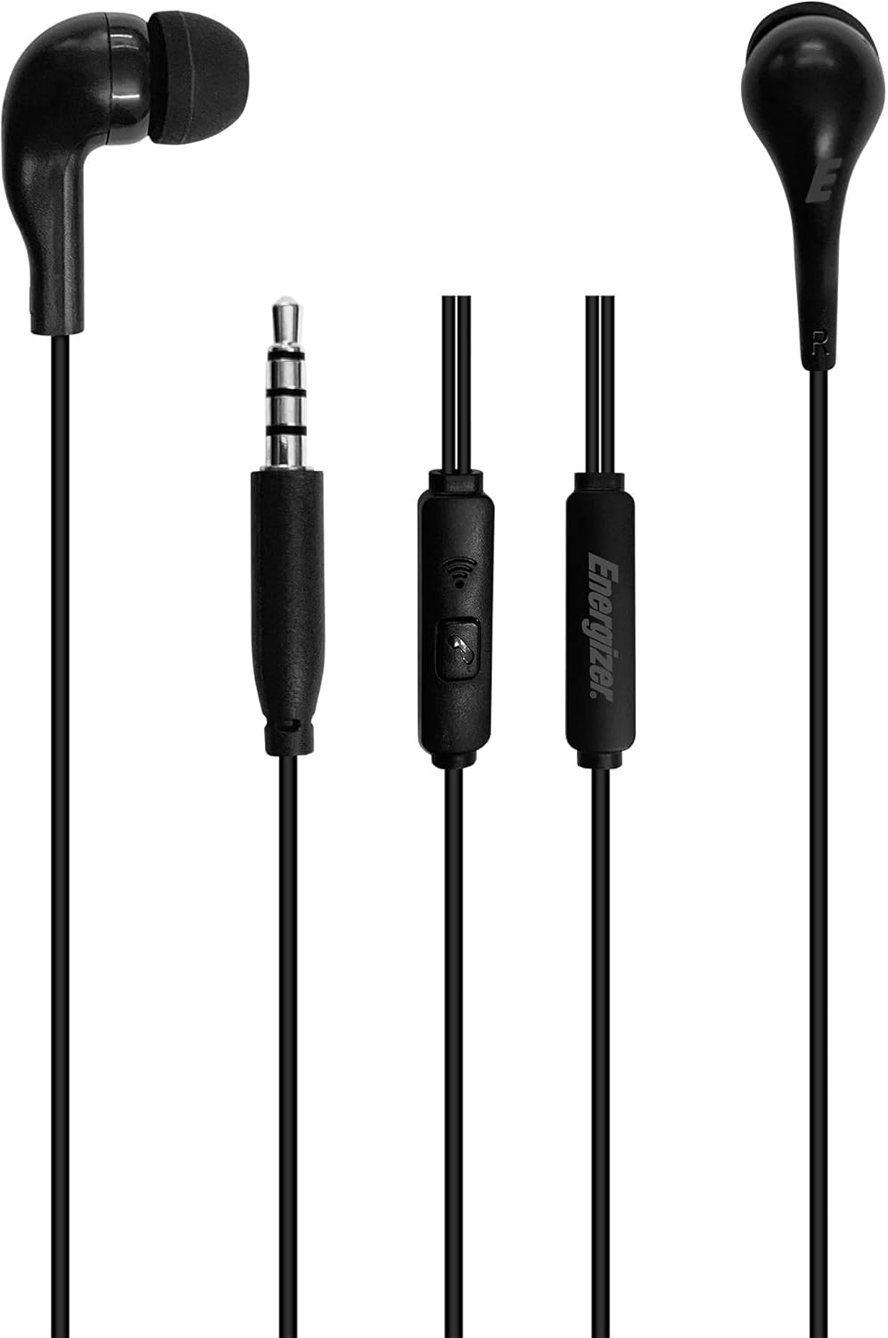 Energizer - Wired In-Ear Headphones, 1 Button Remote Control - Connectors: 3.5 Mm Jack Cable - Colour: Black