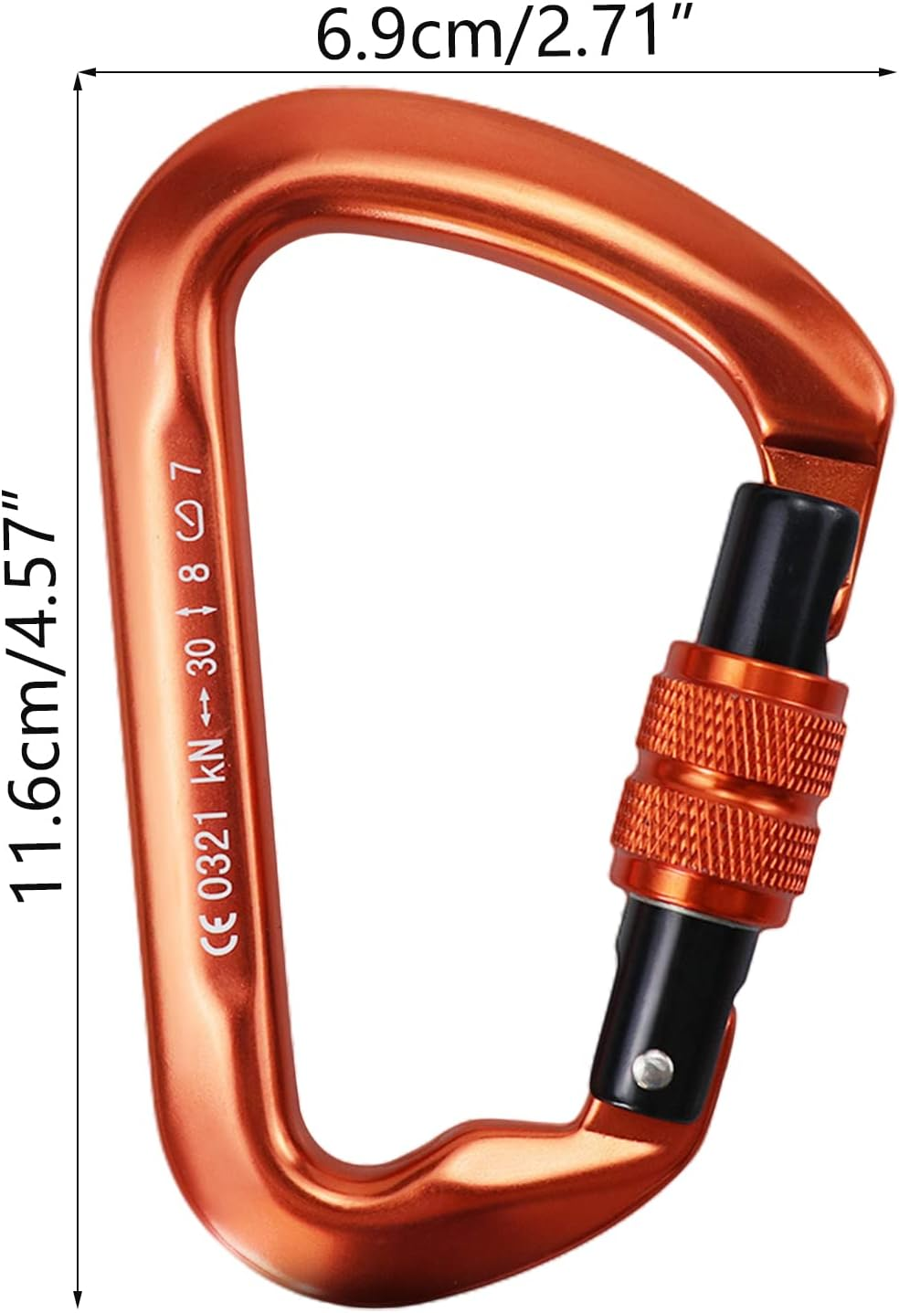 D Type Climbing Carabiner, Aviation Aluminum Alloy 2PCS 30KN Heavy Duty Rock Climbing Carabiner, CE Certified Climbing Buckle for Mountaineering image number 5